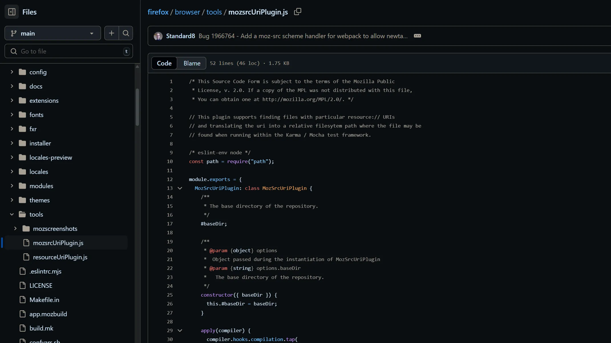 Mã nguồn trình duyệt Firefox hiển thị trên GitHub, thể hiện sự phức tạp khi kiểm tra bảo mật phần mềm mã nguồn mở