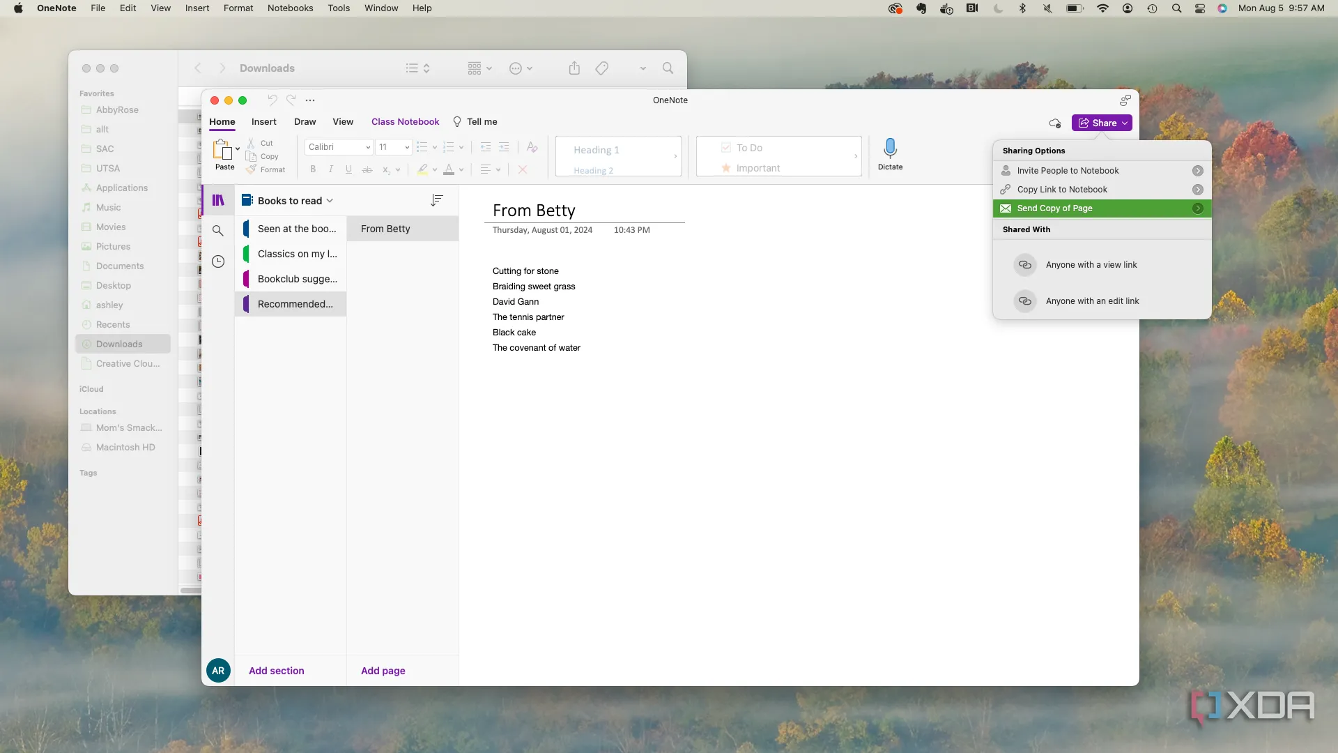 Màn hình chia sẻ liên kết của OneNote trên máy tính, thể hiện quy trình cộng tác còn rườm rà