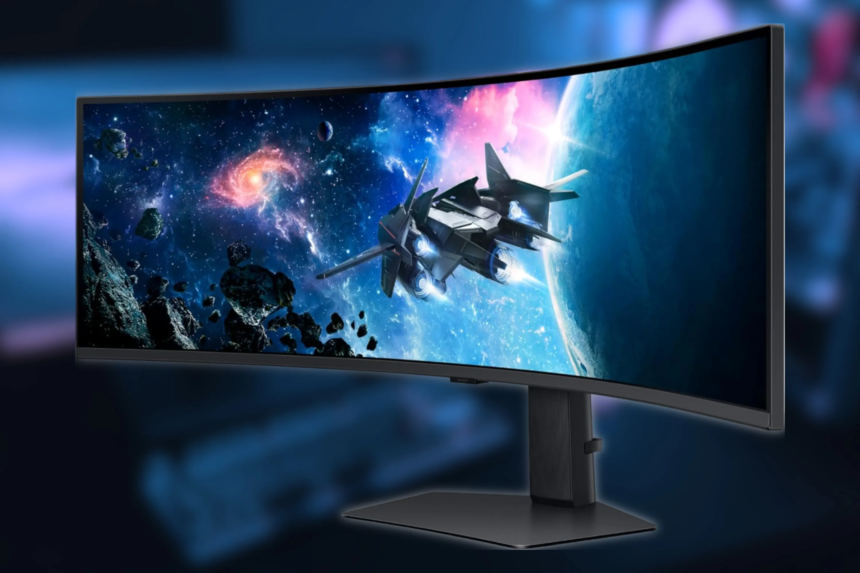 Màn hình chơi game ultrawide Samsung Odyssey G95C trên bàn làm việc