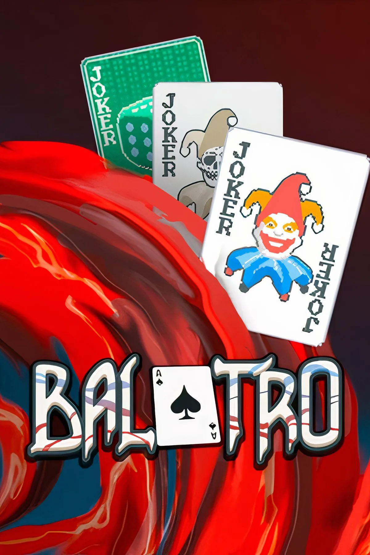 Màn hình gameplay của Balatro với các quân bài Poker, điểm số và Joker đặc biệt