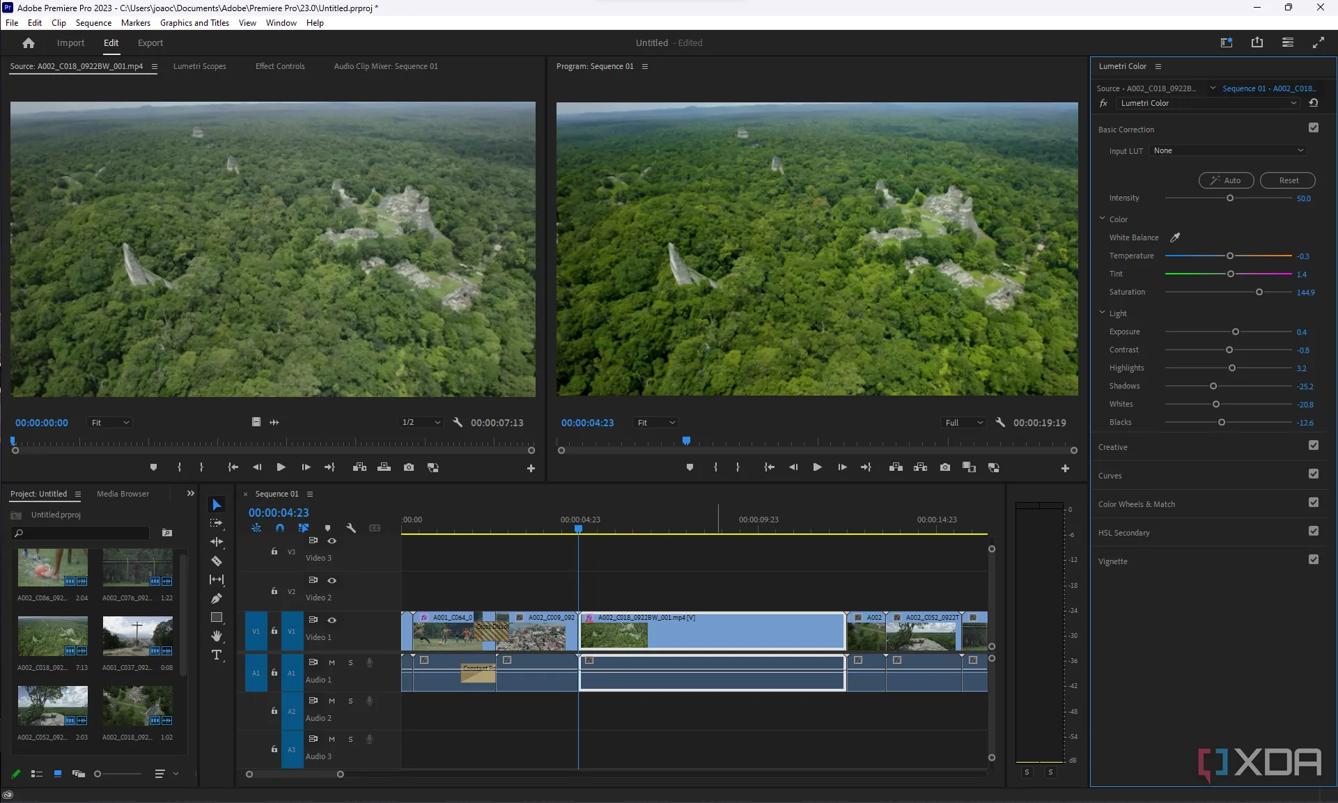 Màn hình giao diện phần mềm chỉnh sửa video Adobe Premiere Pro