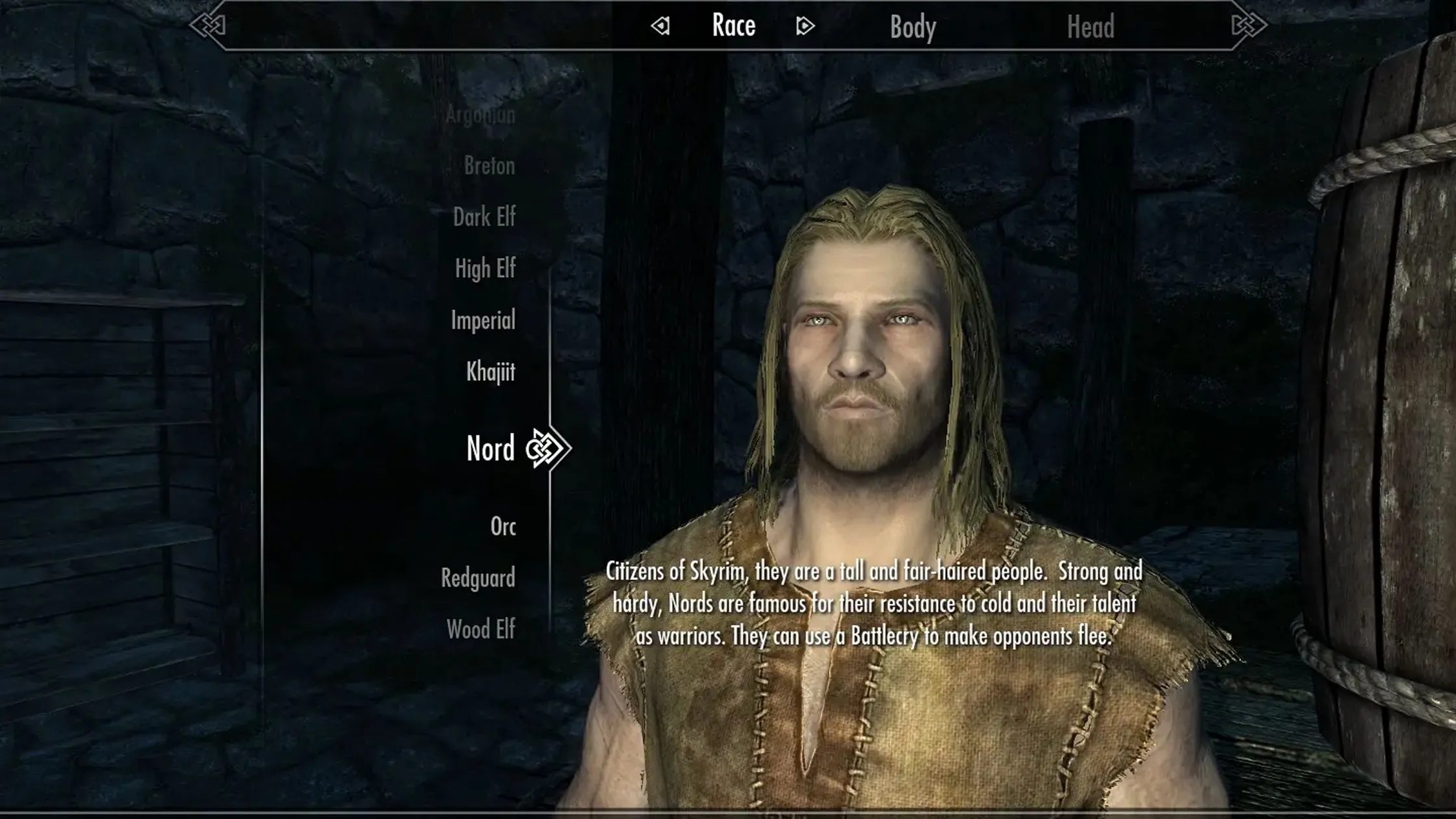 Màn hình lựa chọn cốt truyện khởi đầu mới từ mod Alternate Start trong Skyrim