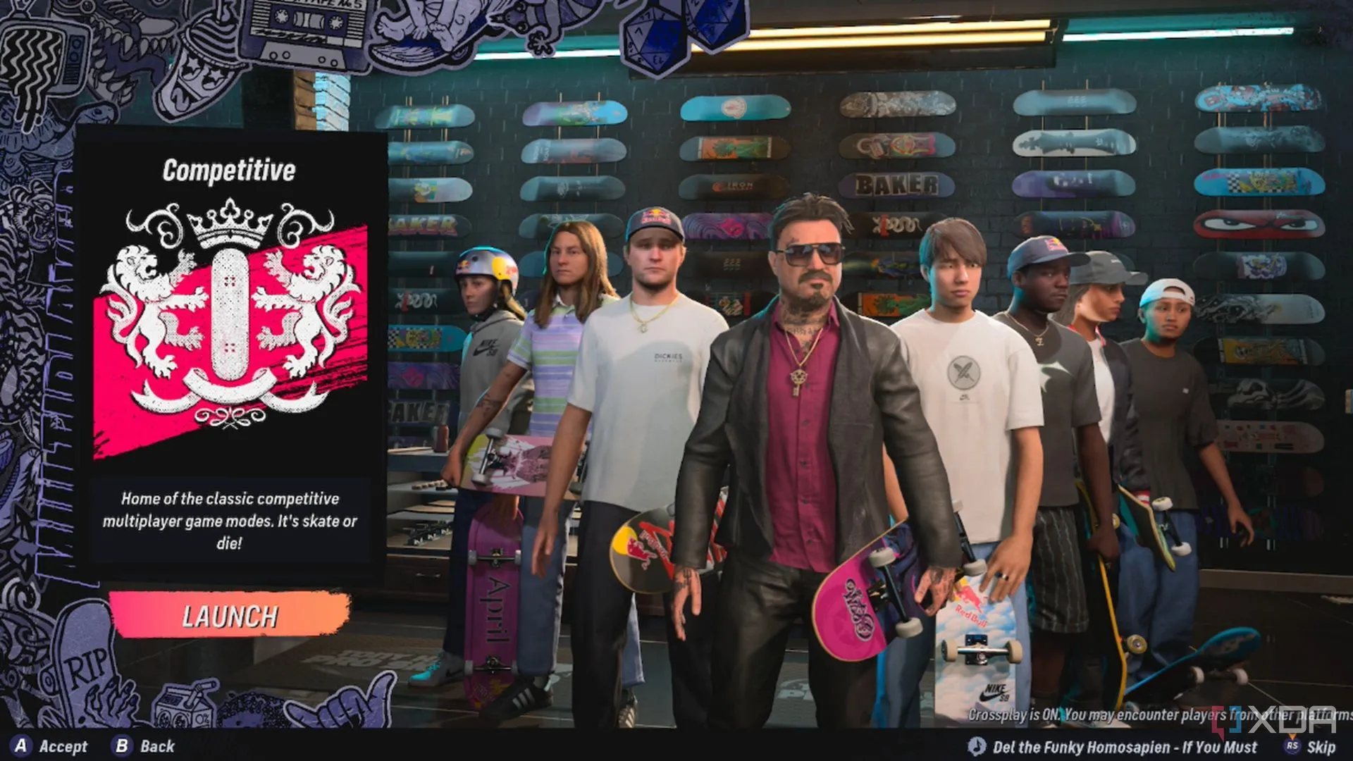 Màn hình sảnh chờ multiplayer online của Tony Hawk's Pro Skater 3+4