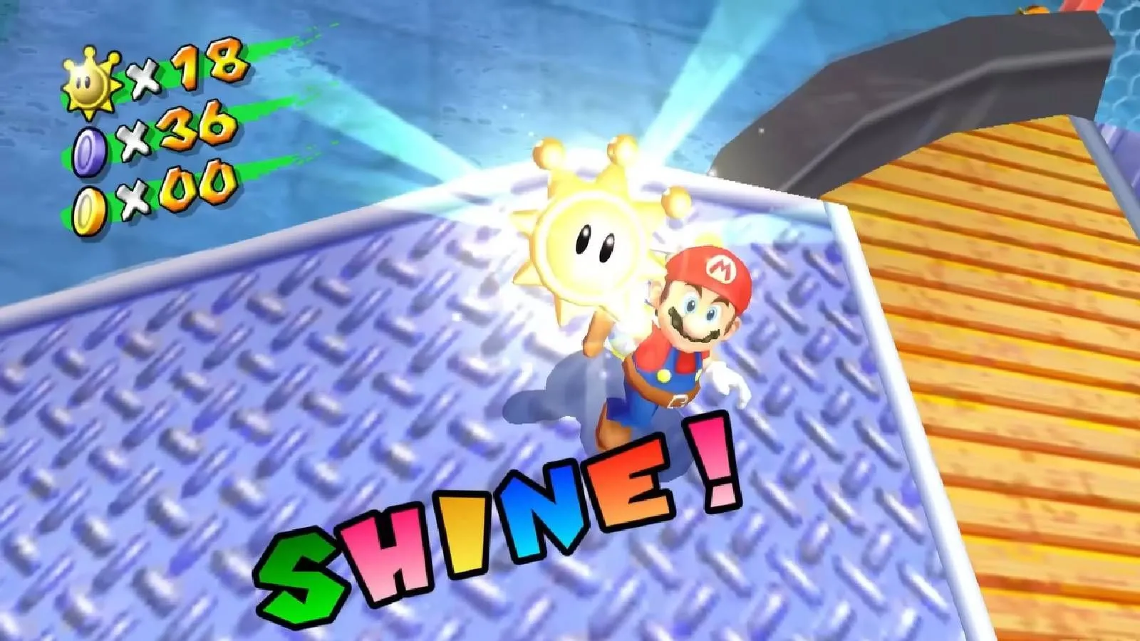 Mario thu thập ngôi sao trong Super Mario Sunshine