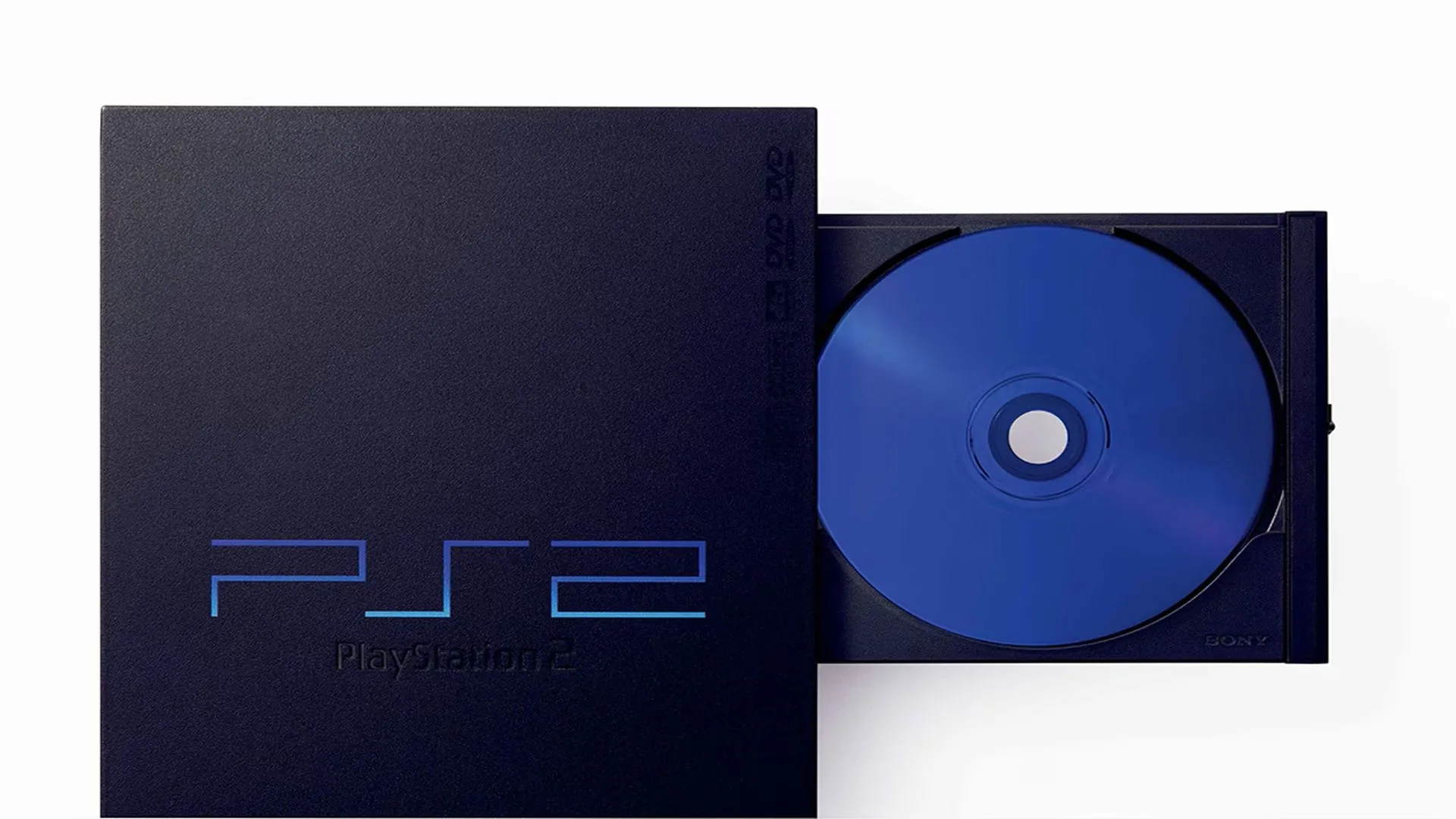 Máy chơi game PlayStation 2 với khay đĩa mở, tượng trưng cho khả năng đa phương tiện đã thúc đẩy sự cạnh tranh trong ngành console.