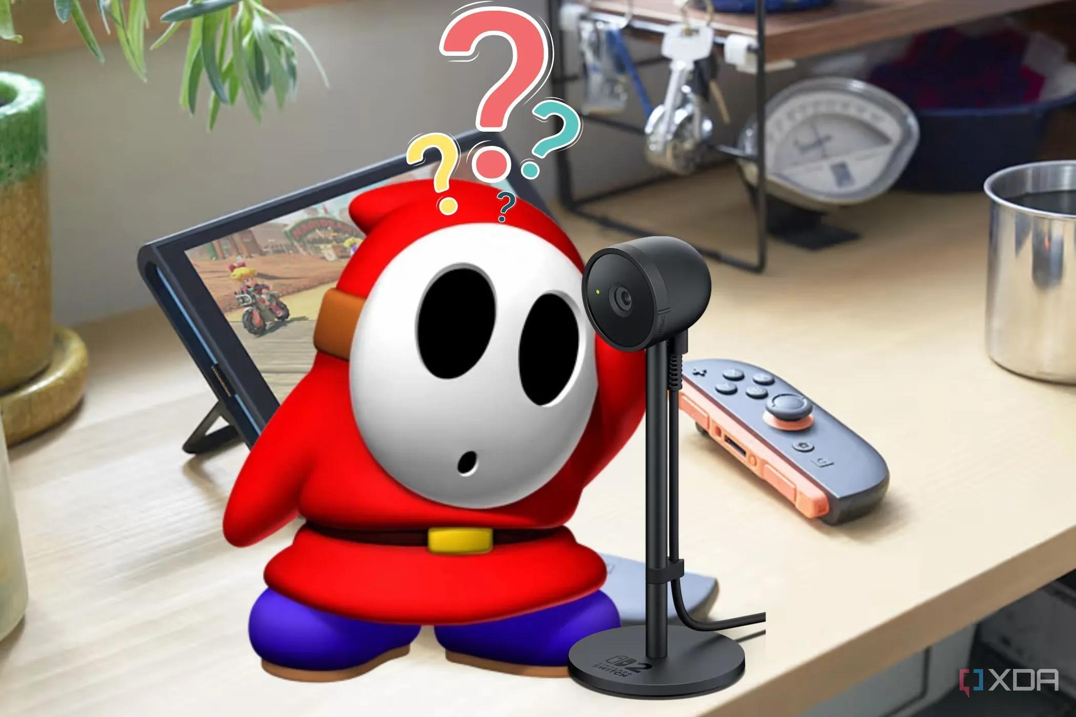 Máy Nintendo Switch 2 có camera, nhân vật Shy Guy thể hiện sự bối rối về tính năng này.