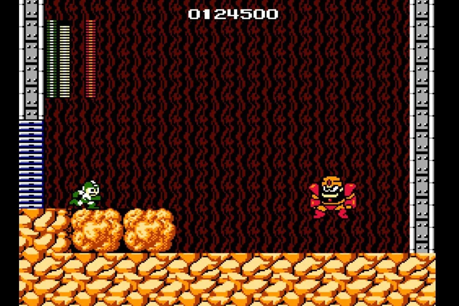 Mega Man chiến đấu với trùm robot trong game hành động trên NES