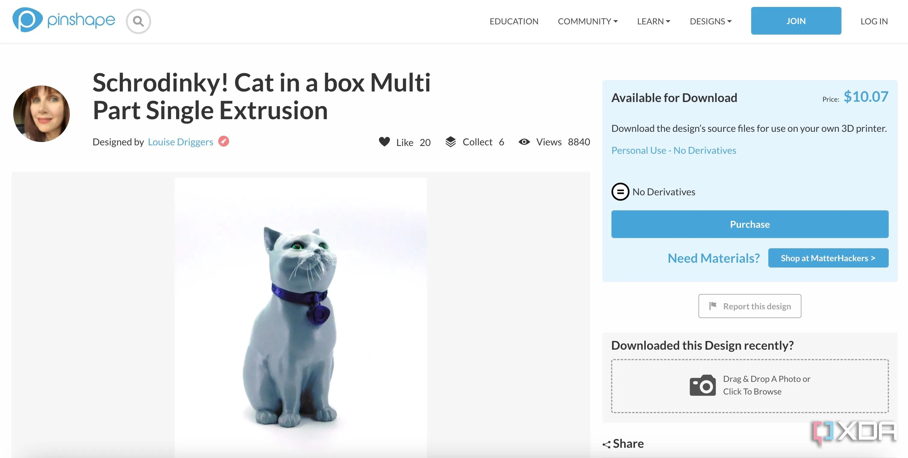 Minh họa mô hình 3D có trả phí trên Yeggi, hiển thị tùy chọn mua