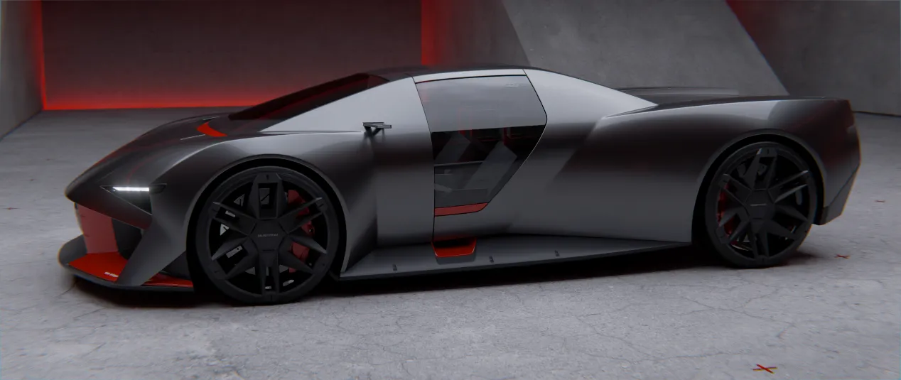 Mô hình 3D concept Ford Mustang Mach-S của Liu Sizhuo, thể hiện phong cách shooting brake thể thao và tiện dụng cho những chuyến đi dài.