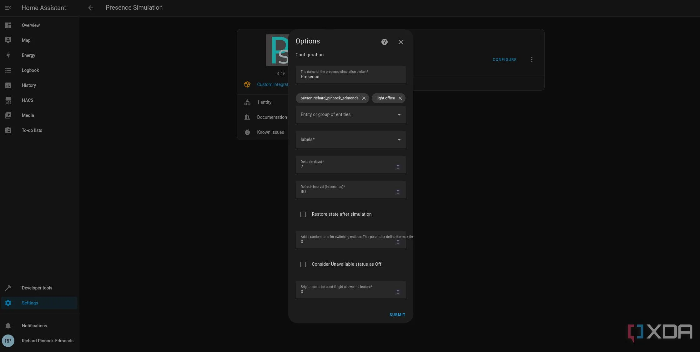 Mô phỏng hiện diện của Home Assistant