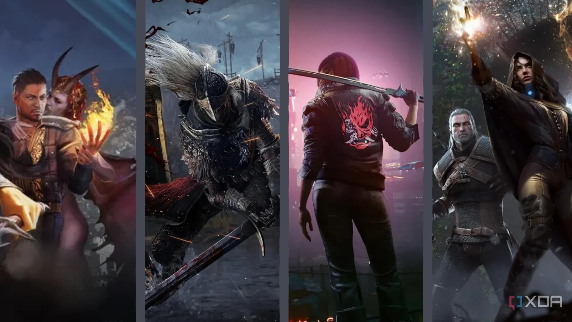 Một ảnh cắt ghép nghệ thuật từ nhiều game RPG khác nhau, thể hiện sự đa dạng của thể loại