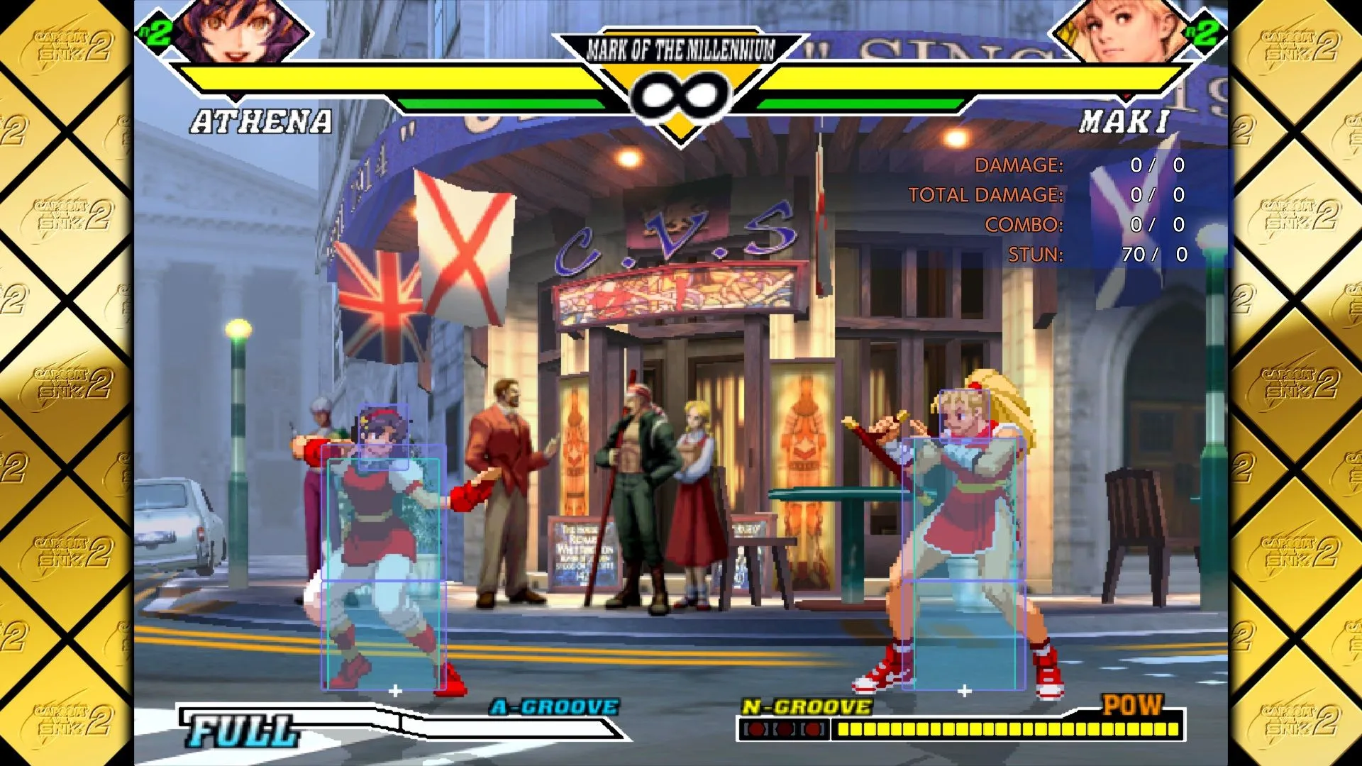 Một ảnh chụp màn hình gameplay từ Capcom Fighting Collection 2, hiển thị màn hình chọn nhân vật với các nhân vật đa dạng.