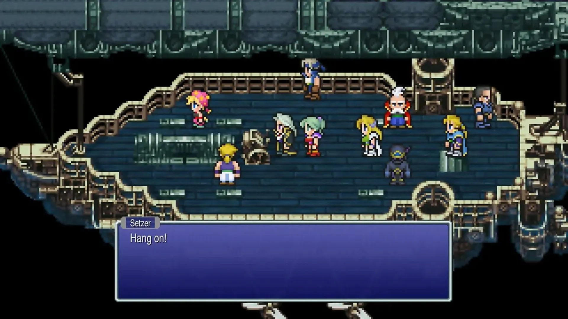 Một ảnh chụp màn hình gameplay từ Final Fantasy VI Pixel Remaster hiển thị cảnh chiến đấu