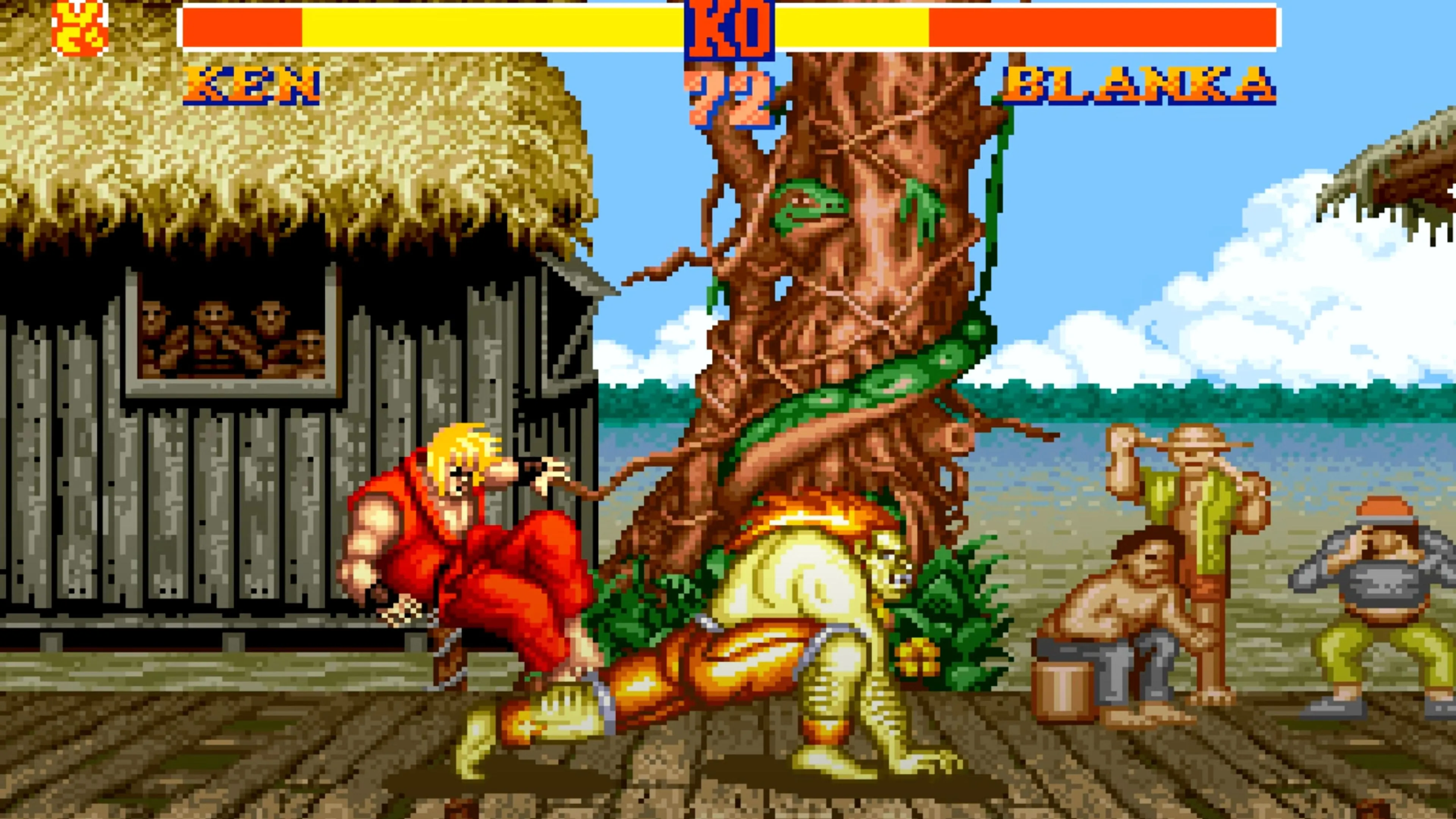 Một cảnh chơi game Street Fighter II trên SNES
