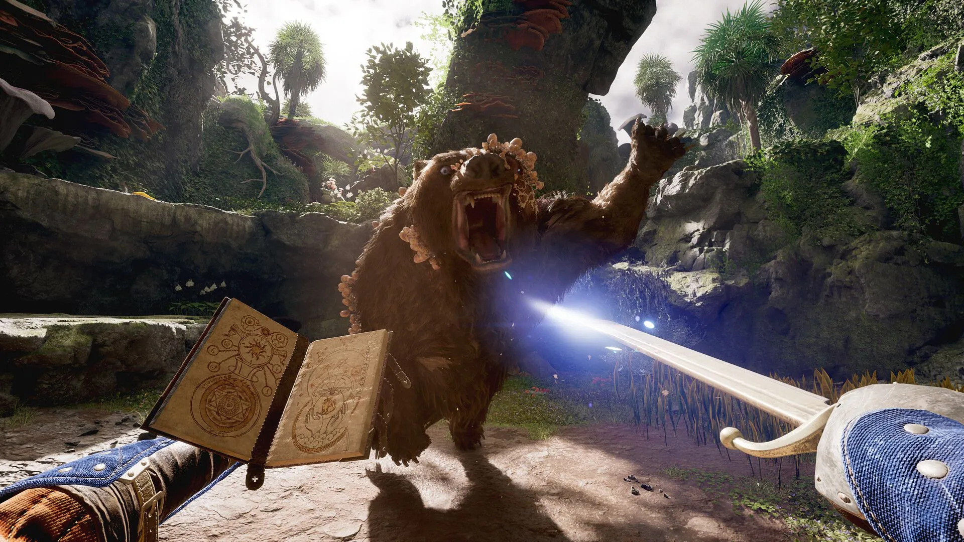 Một cảnh trong Avowed, thể hiện môi trường game và nhân vật trong trận chiến