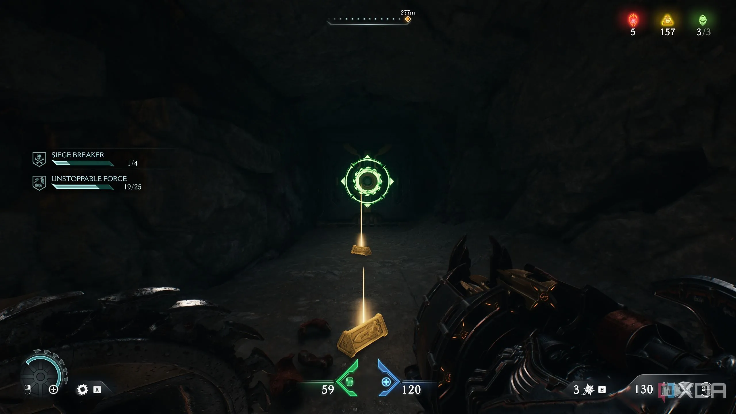 Một chiếc hộp có biểu tượng Shield Charge trong khu vực bí mật 3 của Doom: The Dark Ages