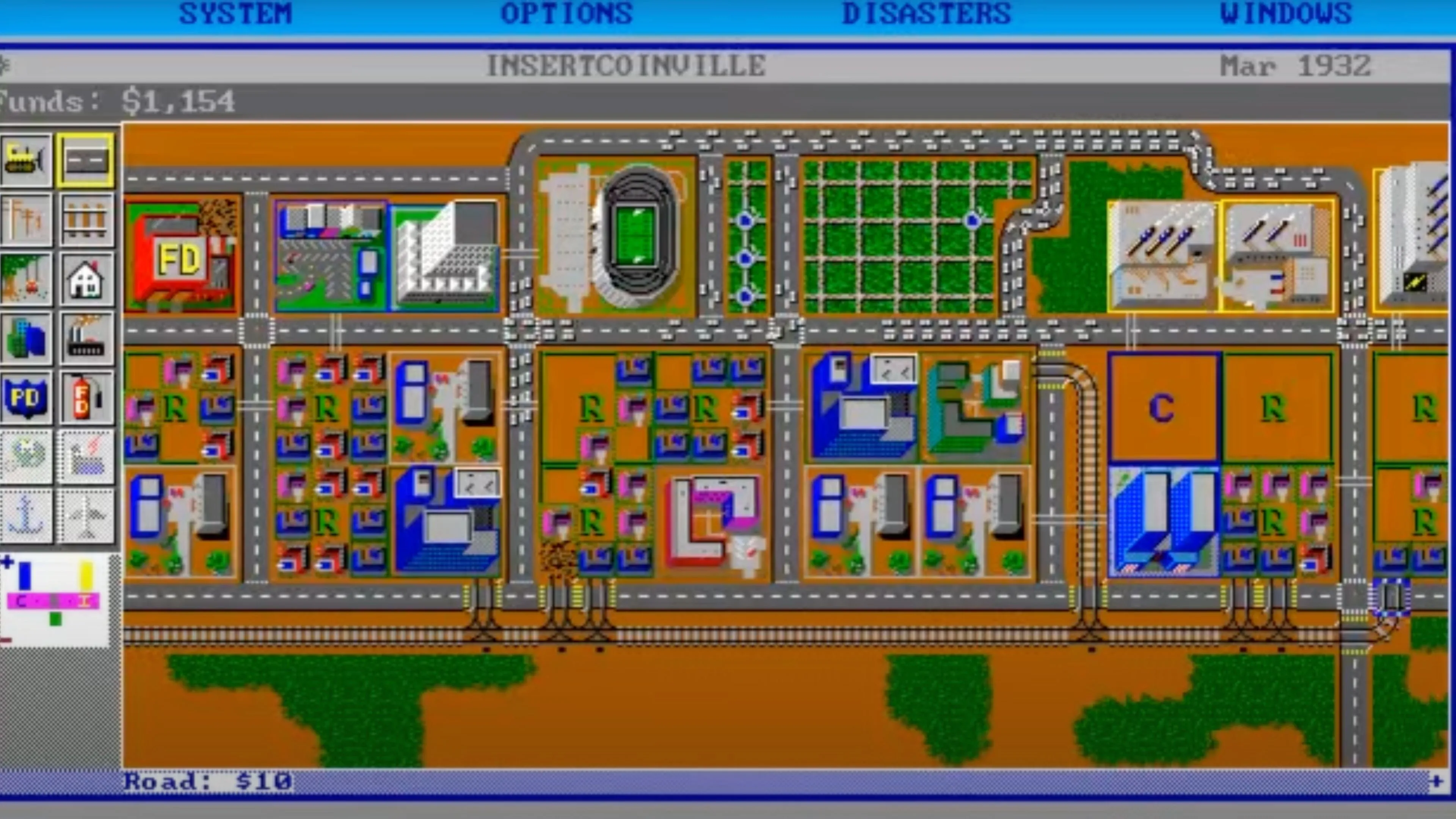 Một góc nhìn chi tiết về đường sá và công trình trong game SimCity