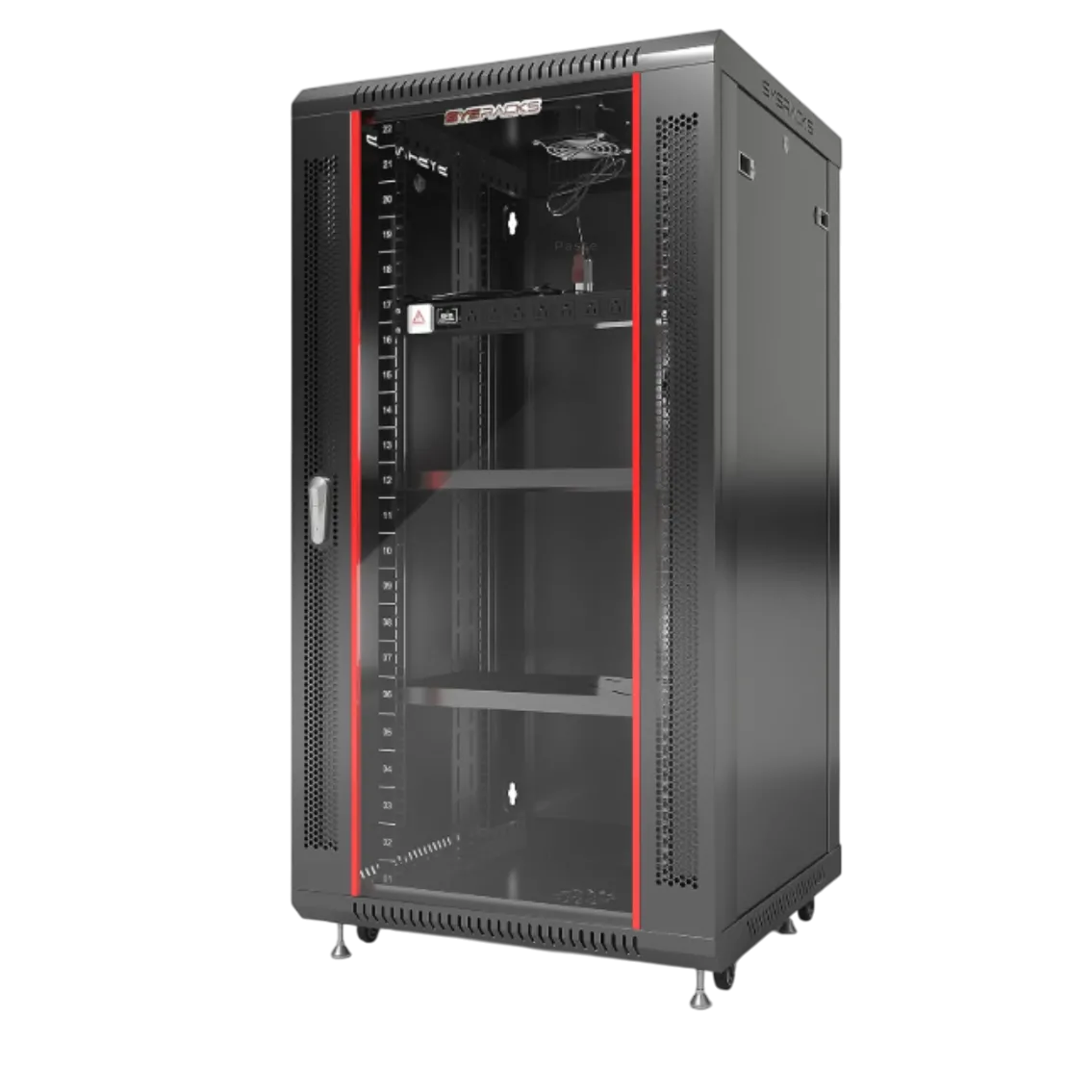 Một hình ảnh minh họa trong suốt của một server rack với các thành phần bên trong