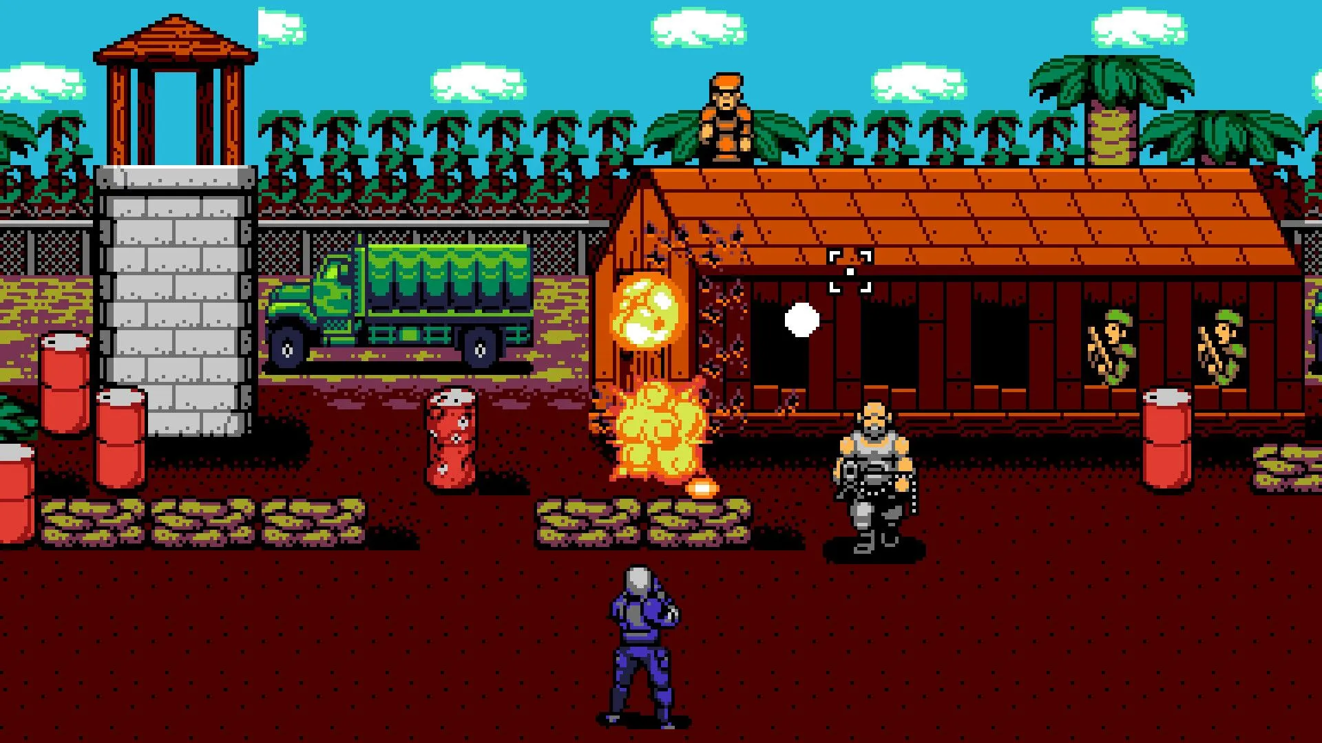 Một tựa game hành động platformer trong UFO 50 với đồ họa pixel cổ điển
