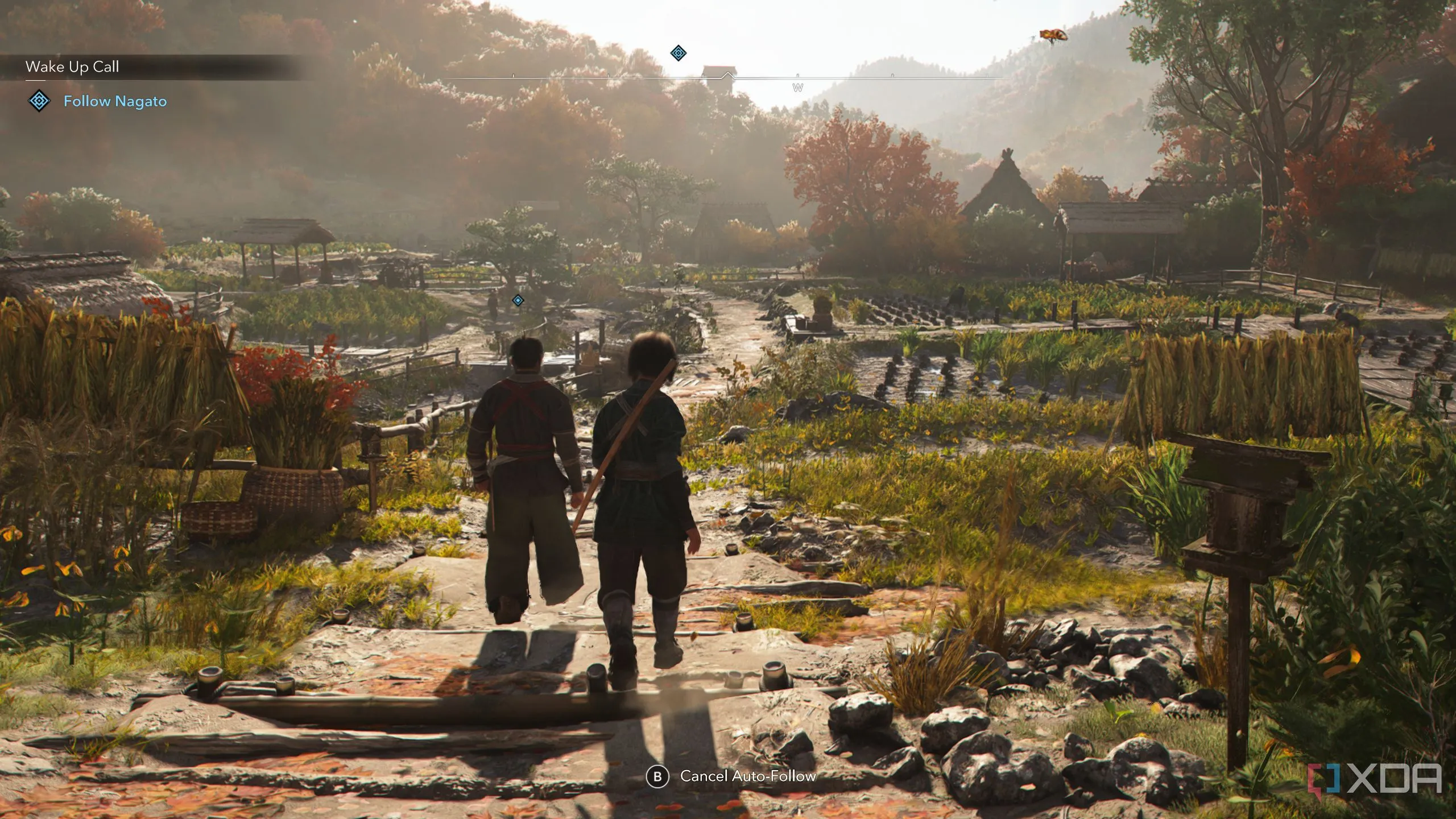Naoe ngụy trang trong đám đông, sử dụng kỹ năng ẩn mình để tiếp cận mục tiêu trong Assassin's Creed Shadows