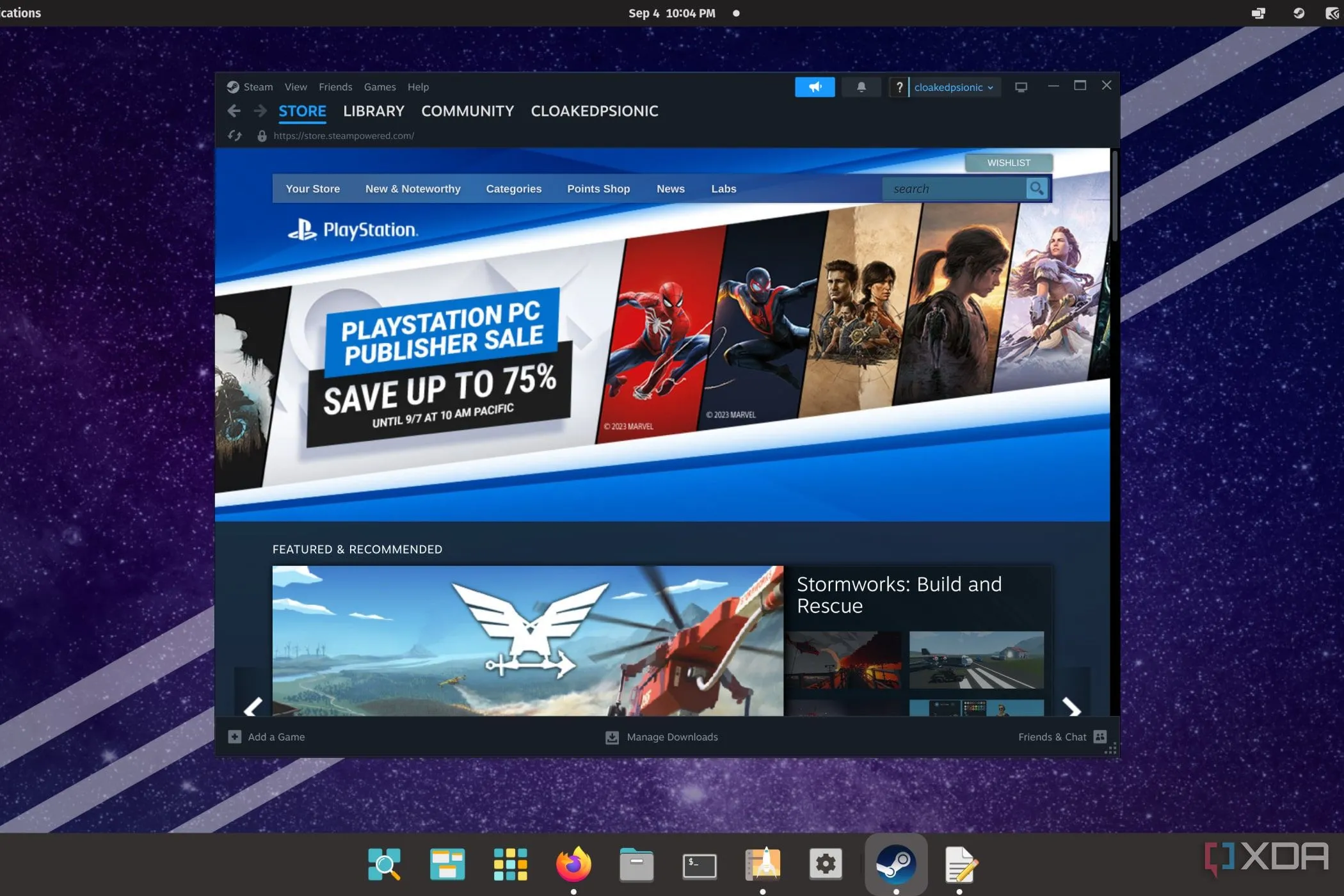 Nền tảng Steam đang chạy mượt mà trên Pop!_OS, thể hiện khả năng hỗ trợ chơi game vượt trội.