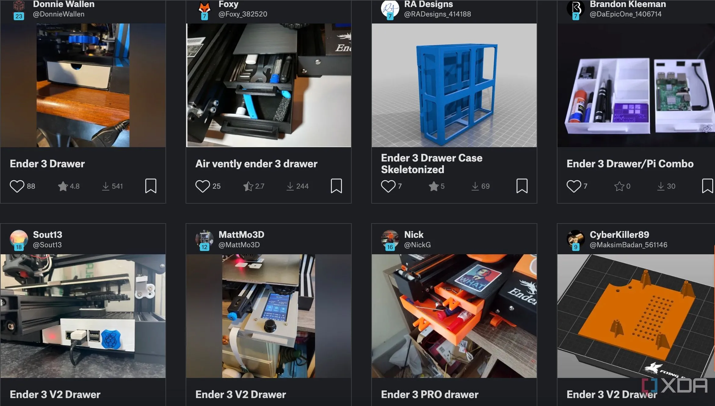 Ngăn kéo đựng dụng cụ in 3D màu đen lắp dưới máy in 3D Creality Ender