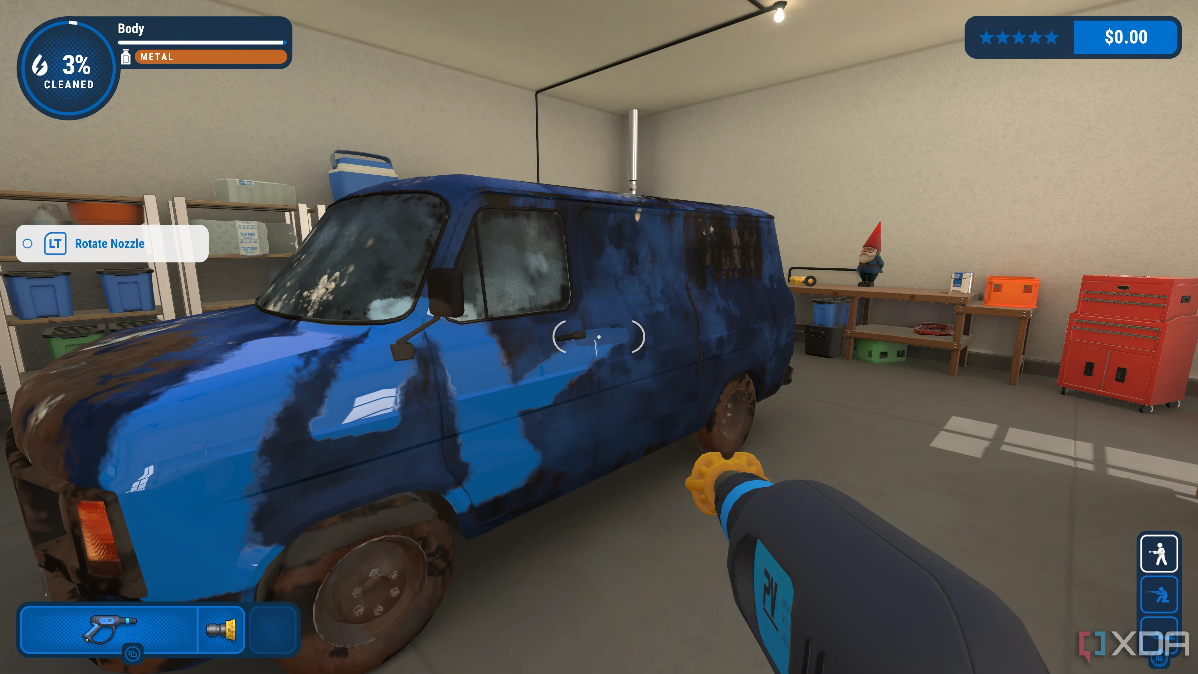 Người chơi đang rửa xe van trong PowerWash Simulator, một game được yêu thích và tạo ảnh hưởng văn hóa
