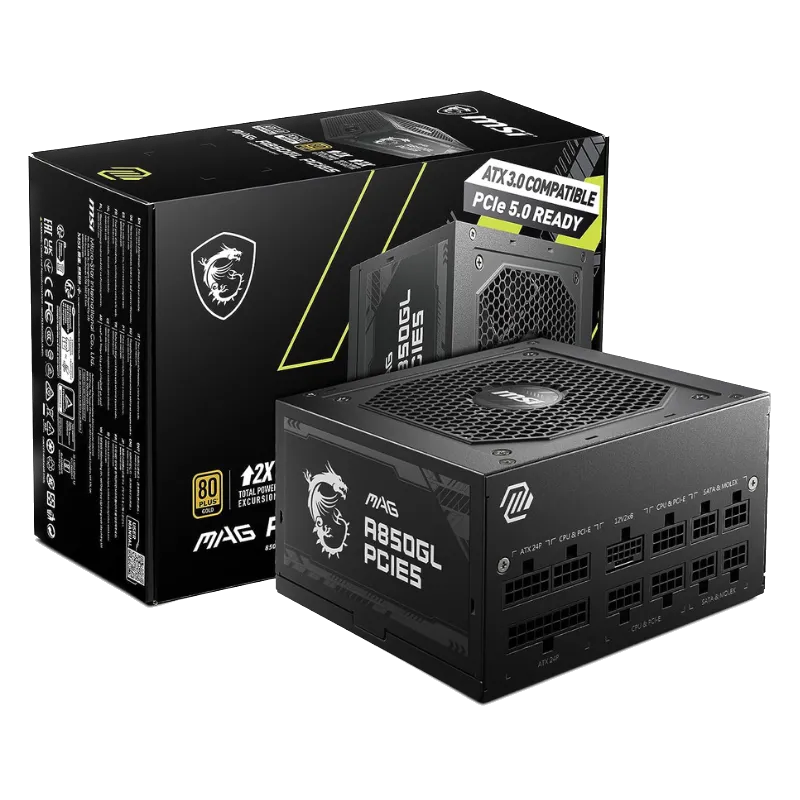 Nguồn MSI MAG A850GL với công suất 850W và chuẩn ATX 3.0