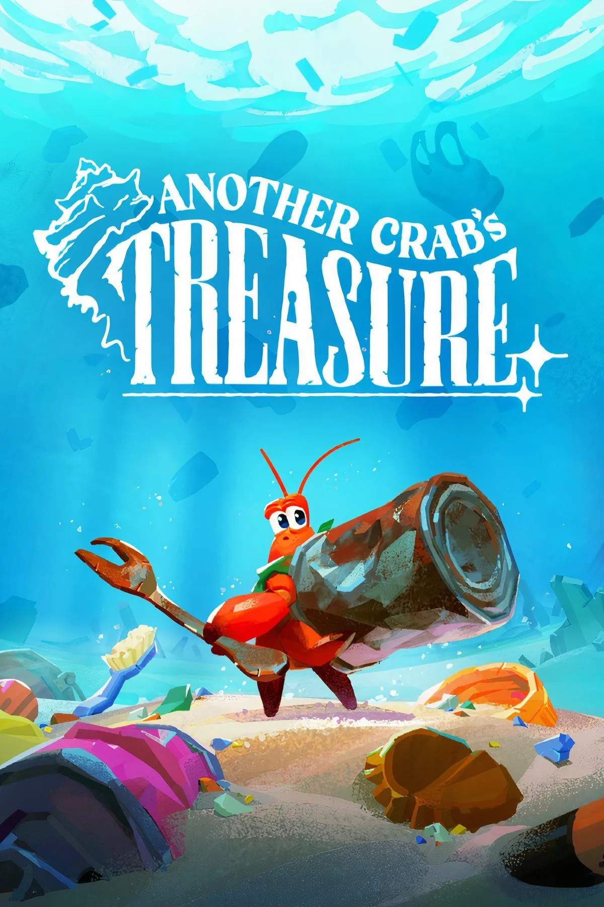 Nhân vật cua Kril trong Another Crab's Treasure đội vỏ hộp và chiến đấu trong môi trường biển