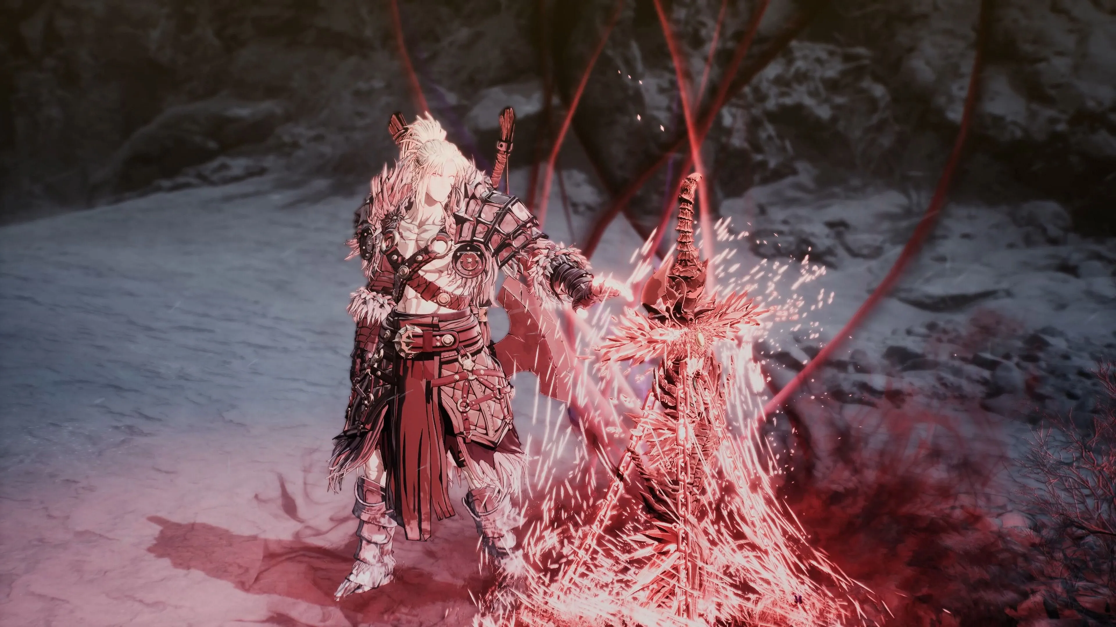 Nhân vật Khazan tung đòn tấn công mạnh mẽ trong game nhập vai hành động The First Berserker: Khazan