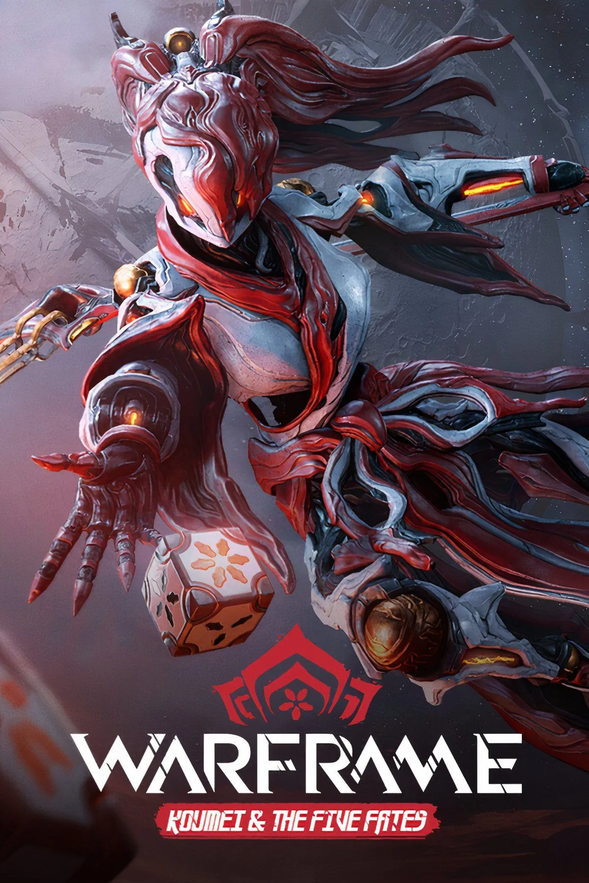 Nhân vật Warframe thực hiện động tác chiến đấu trong môi trường không gian