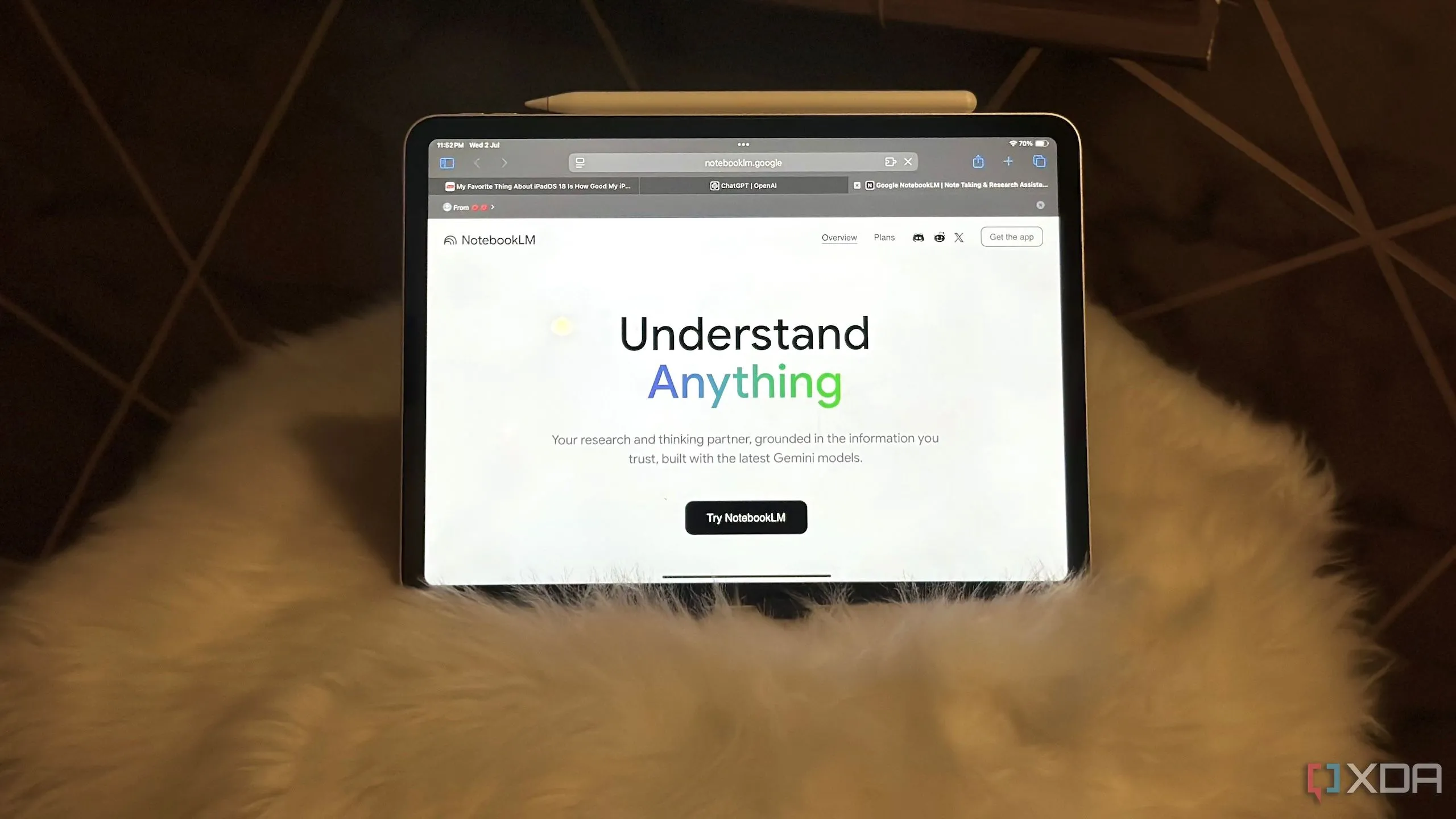 NotebookLM hoạt động trên iPad