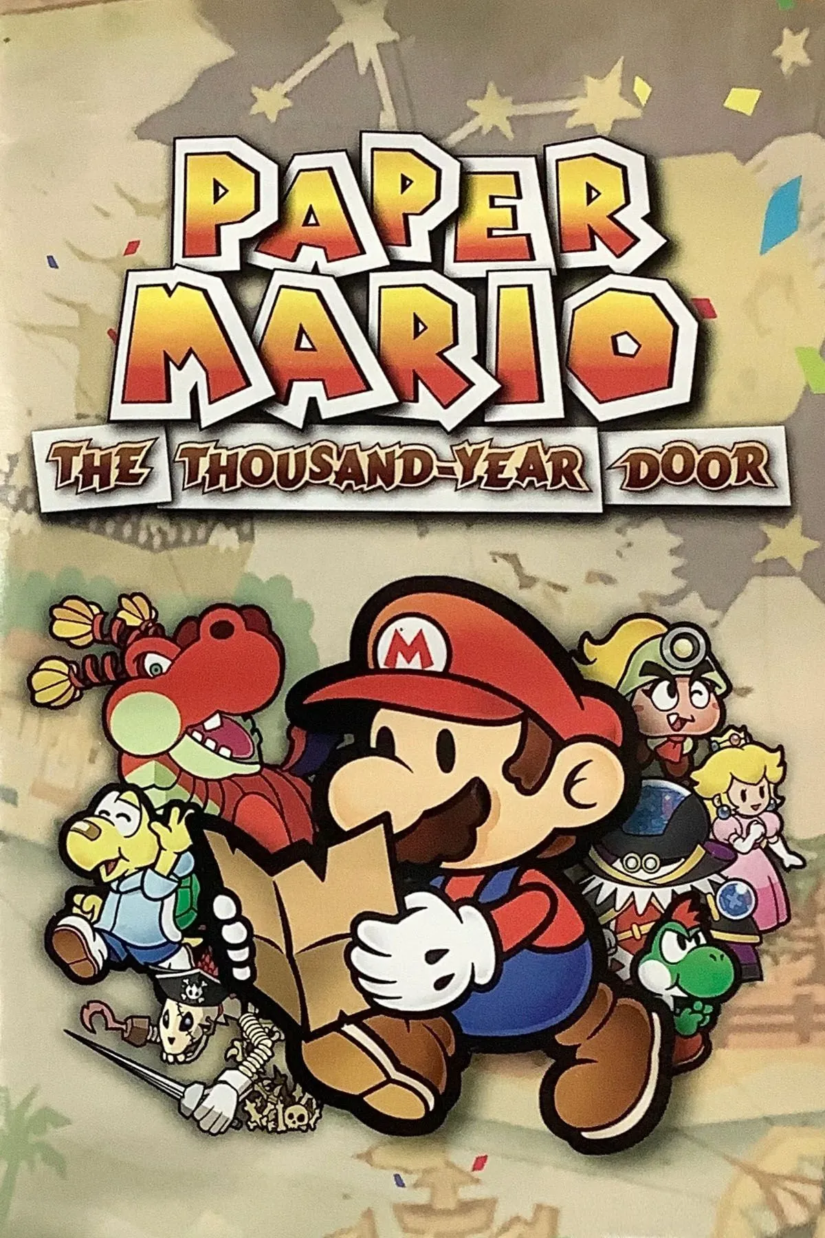 Paper Mario The Thousand-Year Door: Mario và bạn bè trong phong cách đồ họa giấy độc đáo, biểu tượng của tựa game RPG kinh điển.