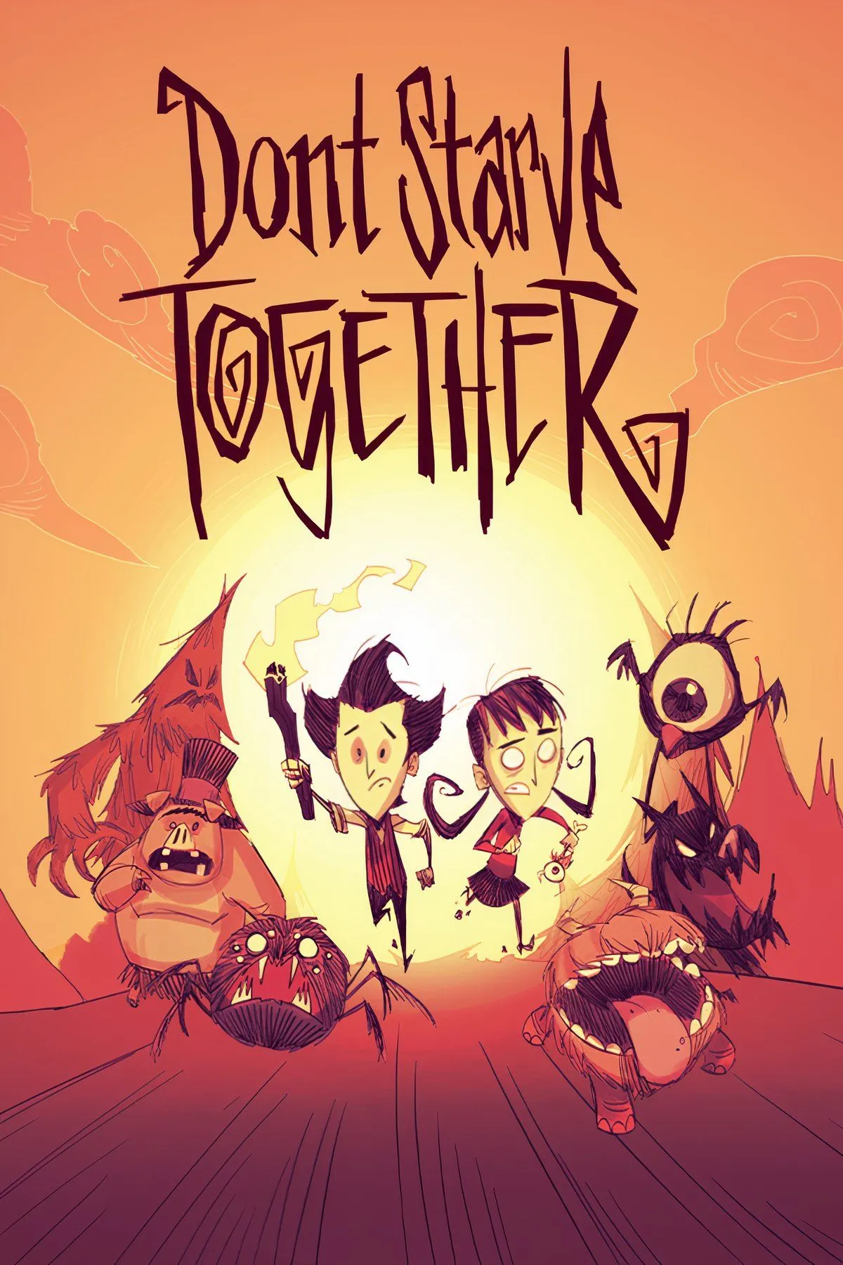Phong cách nghệ thuật rùng rợn và nhân vật trong game sinh tồn co-op Don't Starve Together.