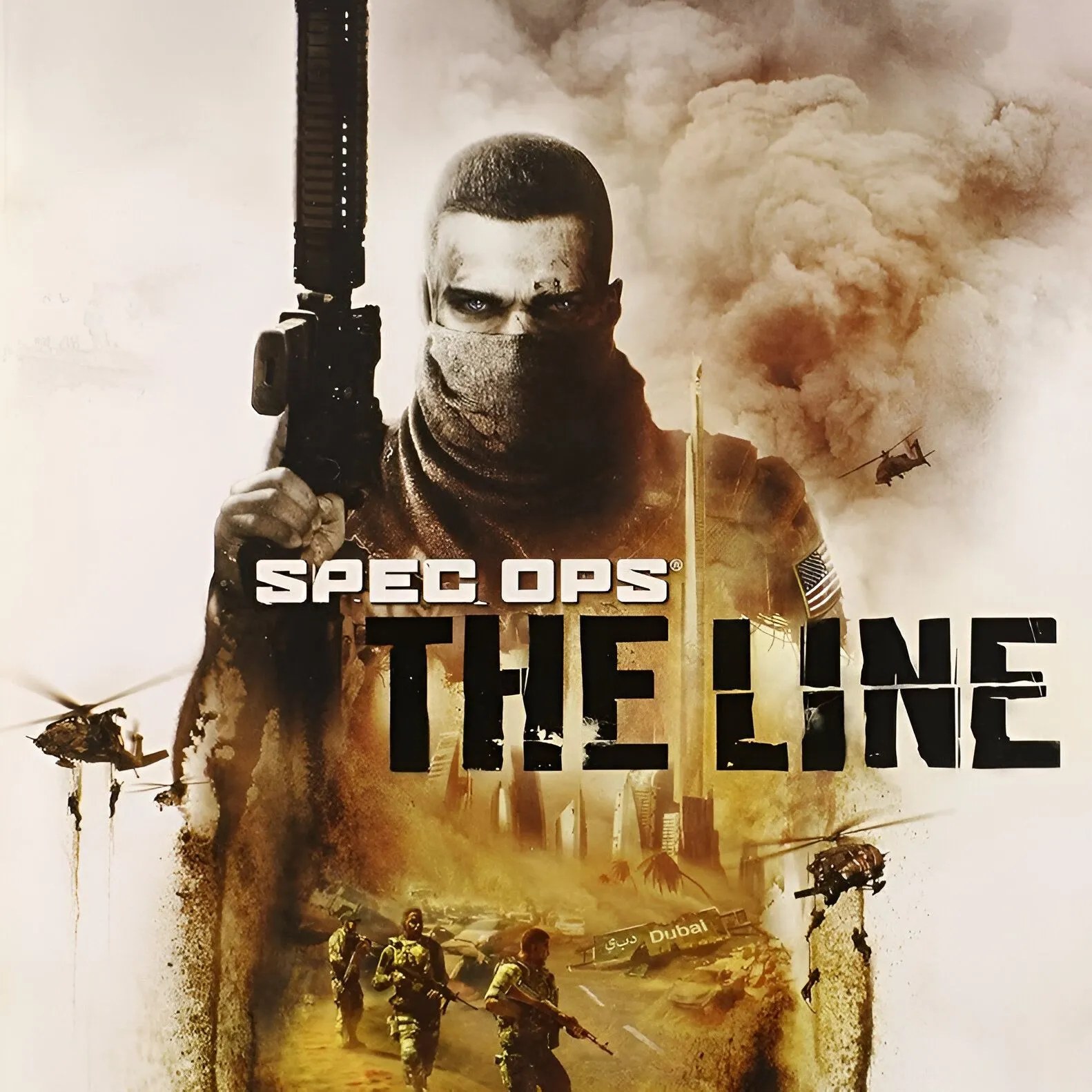 Poster game Spec Ops: The Line với Captain Martin Walker, game nổi tiếng với những pha bẻ lái cốt truyện nặng về tâm lý