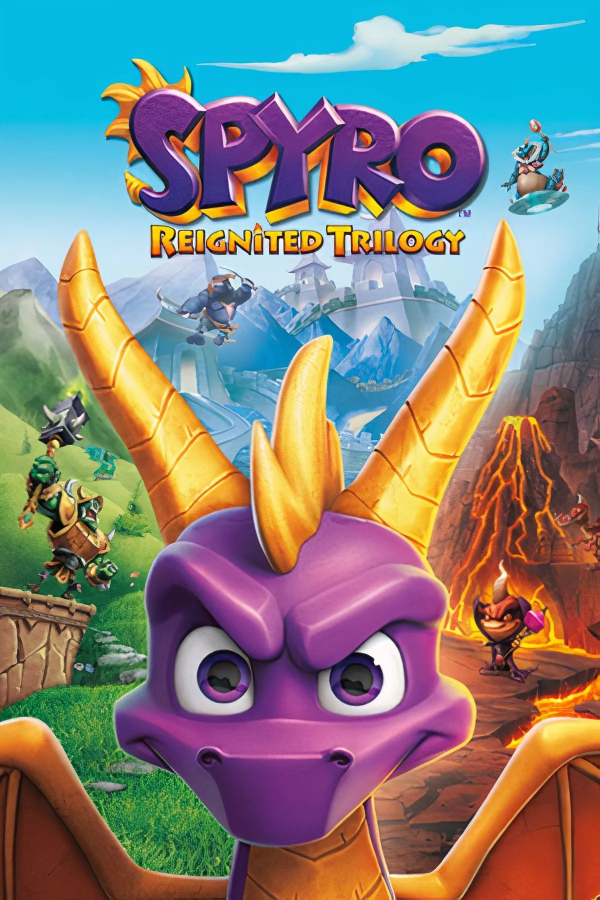 Rồng Spyro bay lượn trong thế giới đầy màu sắc của Spyro Reignited Trilogy, game platformer phiêu lưu được làm lại.