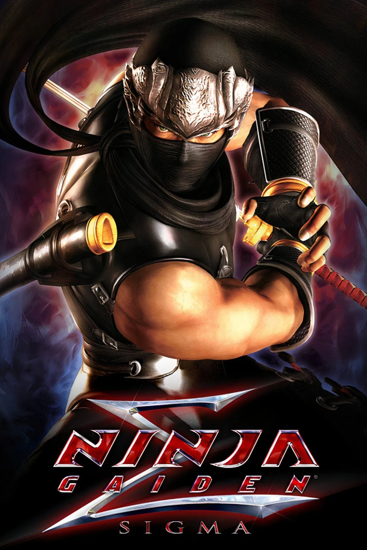 Ryu Hayabusa, nhân vật chính của Ninja Gaiden, đang tung một cú đá trên không giữa một khung cảnh chiến đấu cổ điển