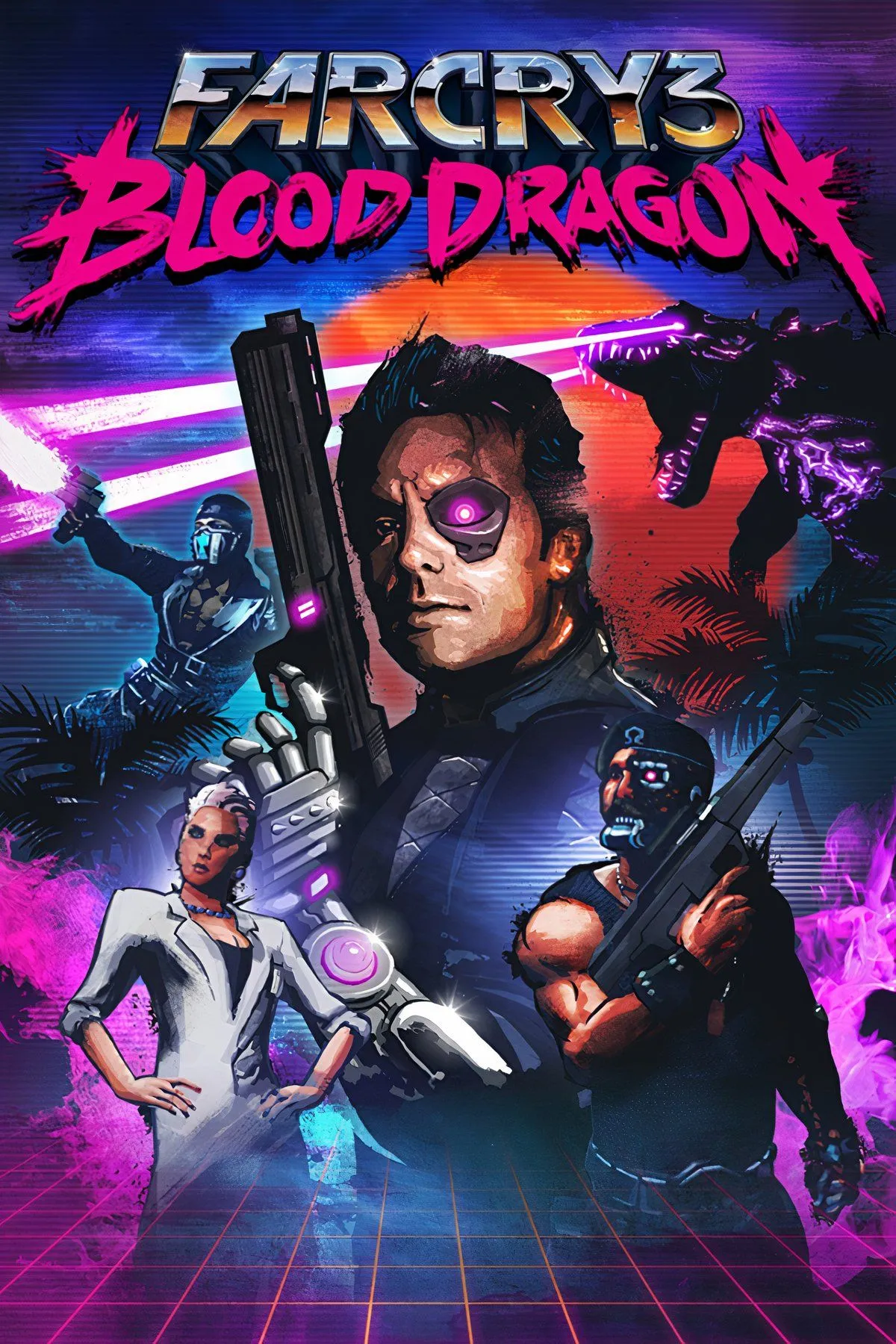Sergeant Rex Power Colt, nhân vật chính của Far Cry 3: Blood Dragon, với vẻ ngoài đậm chất anh hùng hành động thập niên 80 trong môi trường neon