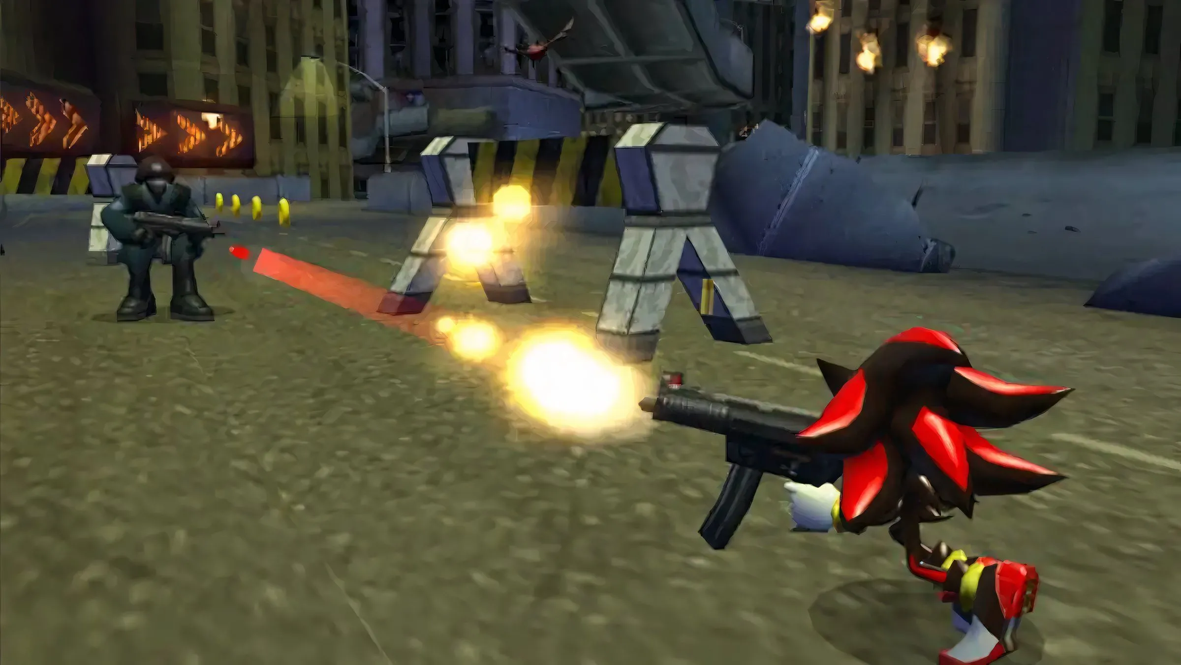 Shadow the Hedgehog cầm súng trong game hành động