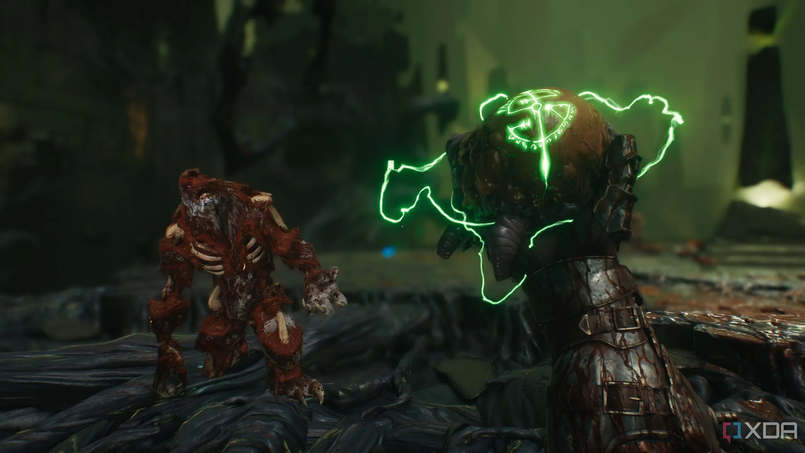 Slayer cầm Tinh hoa Quỷ dữ hồi giáp tối đa trong Chapter 15 Doom: The Dark Ages.