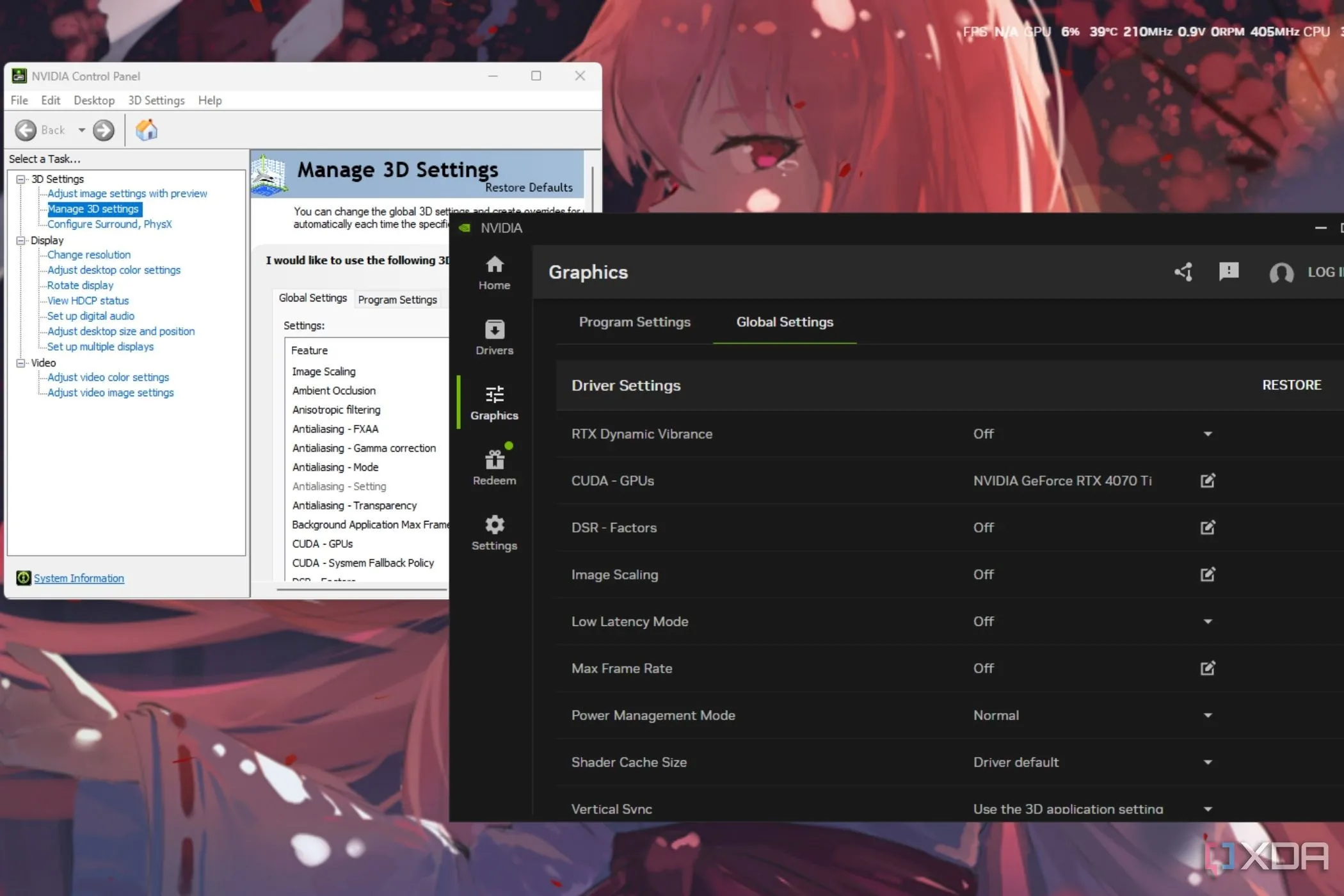 So sánh giao diện Nvidia Control Panel và Nvidia App cho cài đặt GPU