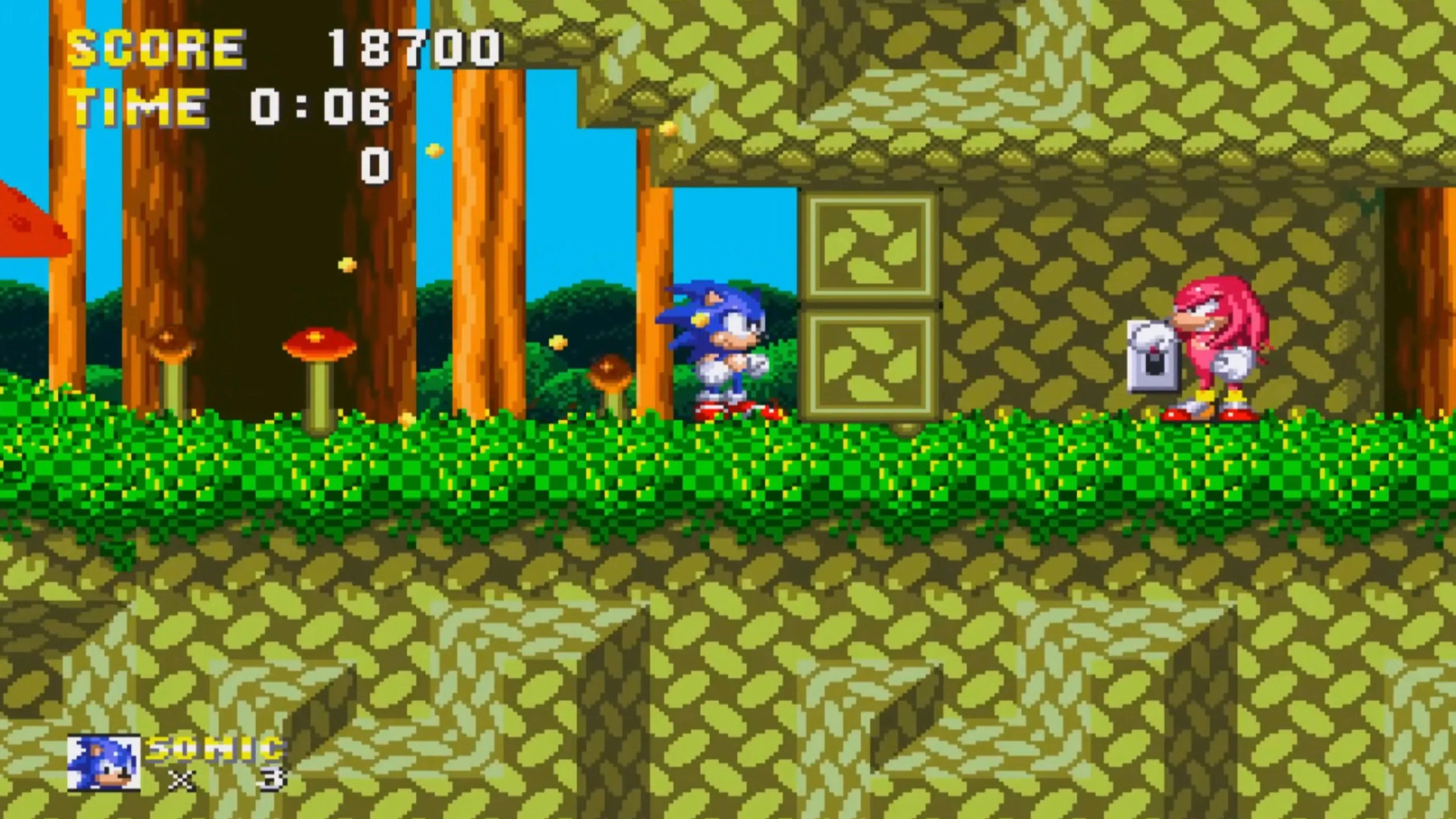 Sonic và Knuckles cùng chạy đua trong một màn chơi đầy màu sắc của Sonic 3 &amp; Knuckles