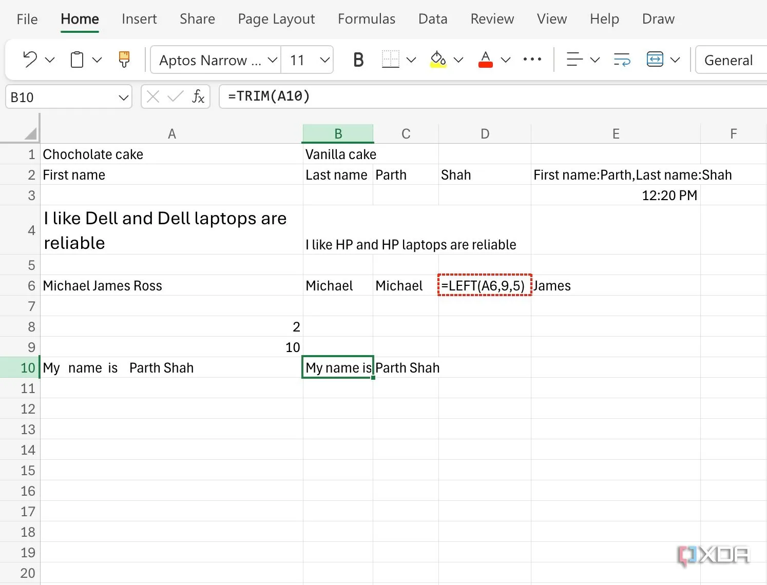 Sử dụng hàm TRIM trong Excel để loại bỏ khoảng trắng thừa, giúp làm sạch dữ liệu.