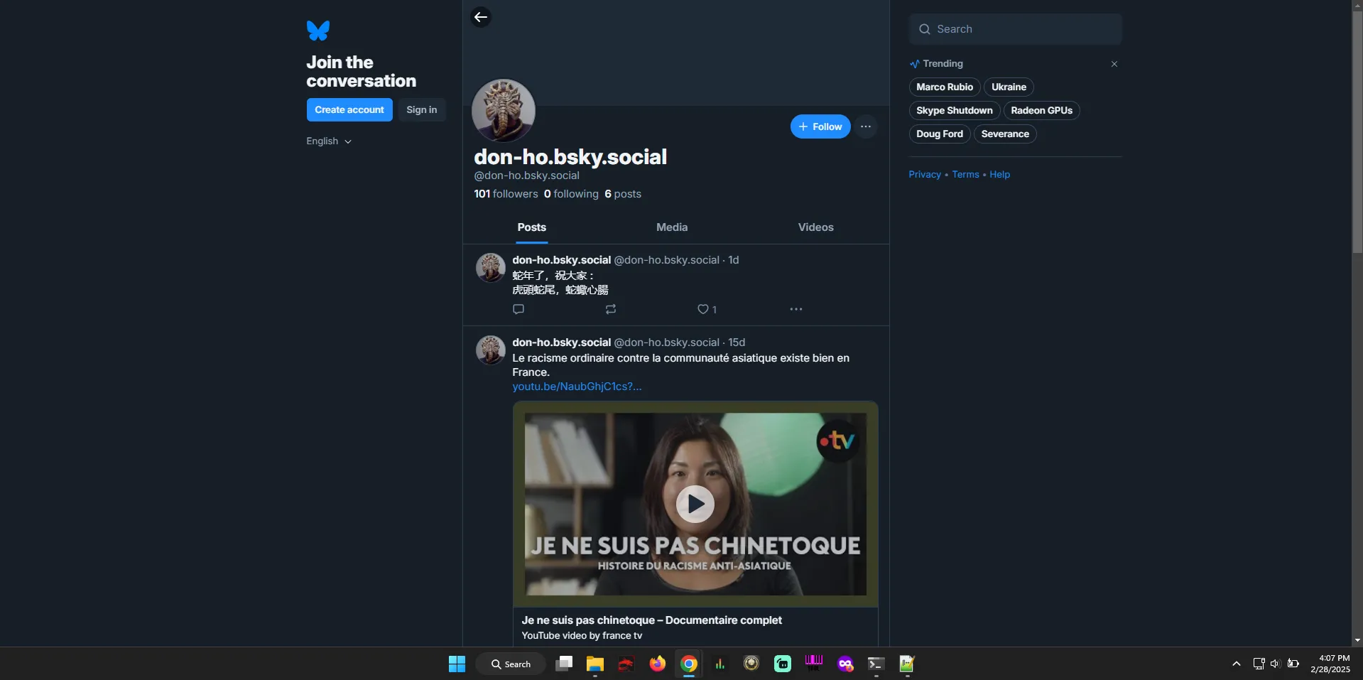 Tài khoản Bluesky của Don Ho, người tạo ra Notepad++, sau khi anh rời bỏ nền tảng Twitter của Elon Musk