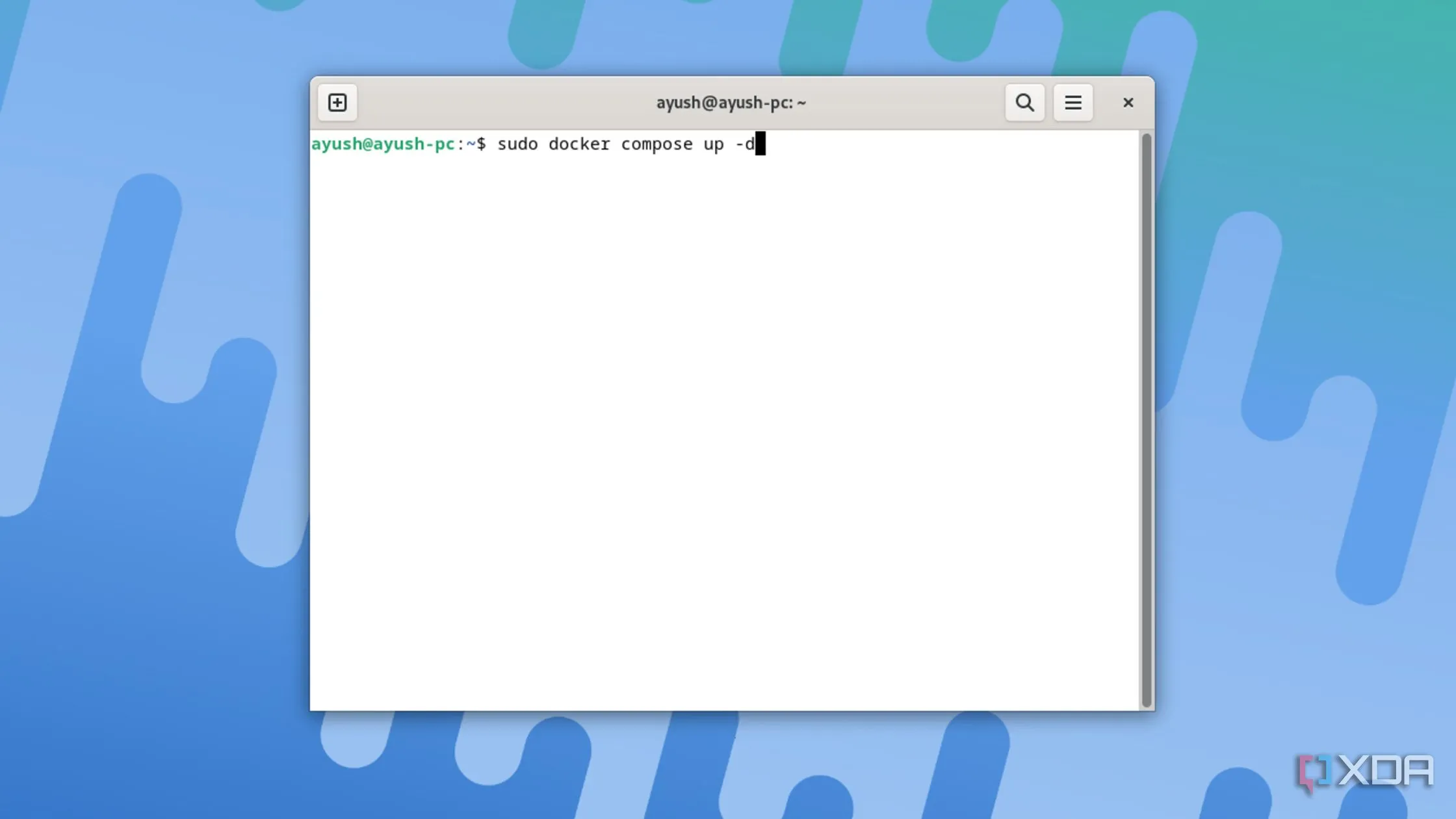 Terminal hiển thị lệnh &quot;sudo docker compose up -d&quot; để triển khai Beszel Hub thông qua Docker Compose trên hệ thống Linux.