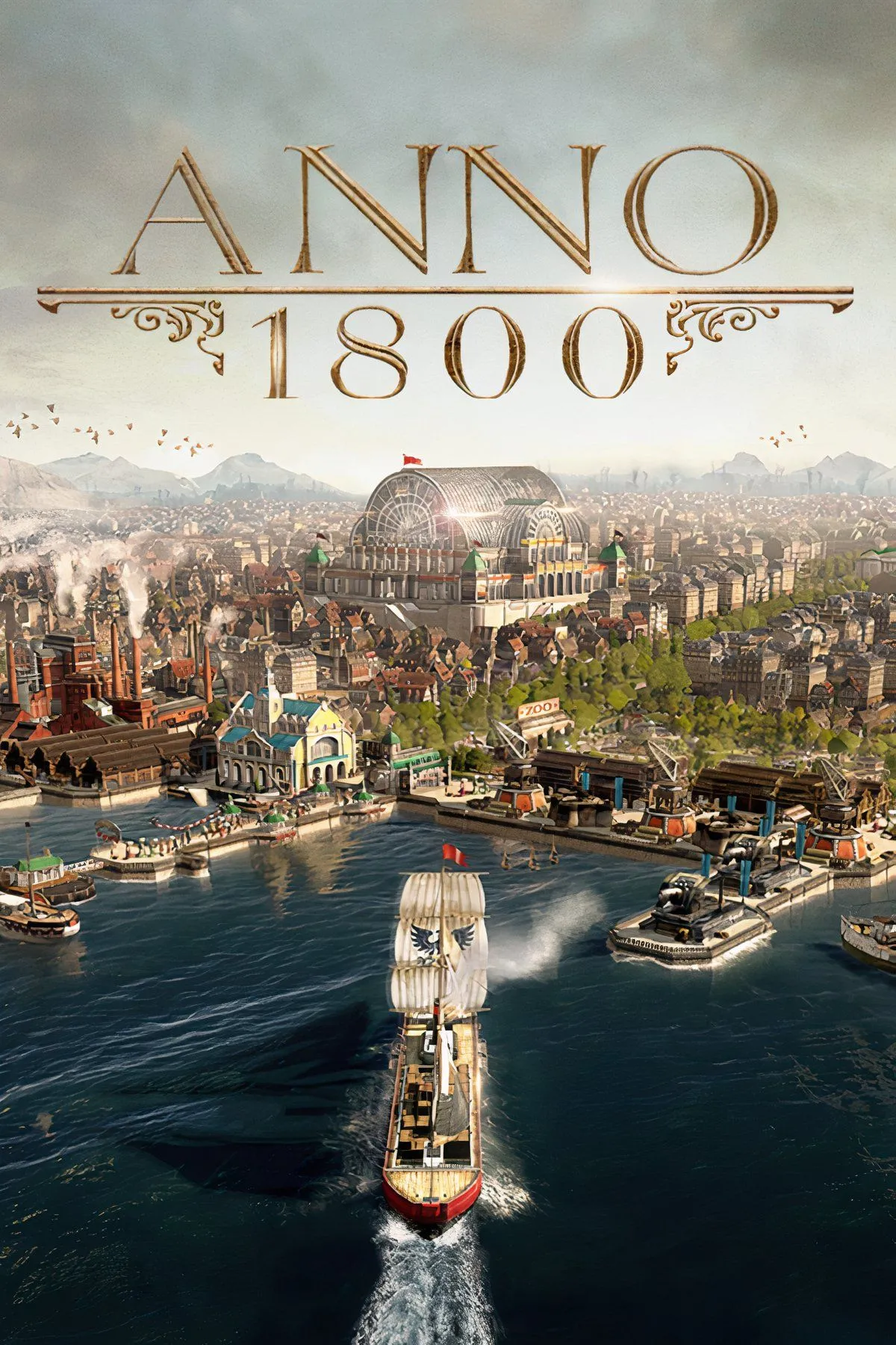 Thành phố công nghiệp phát triển bên bờ sông trong game Anno 1800