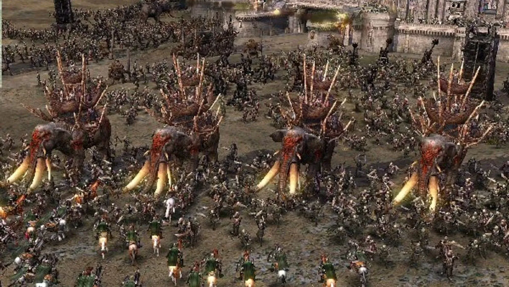 Thành phố Minas Tirith hùng vĩ trong The Lord of the Rings Battle for Middle Earth, thể hiện quy mô của game chiến thuật thời gian thực