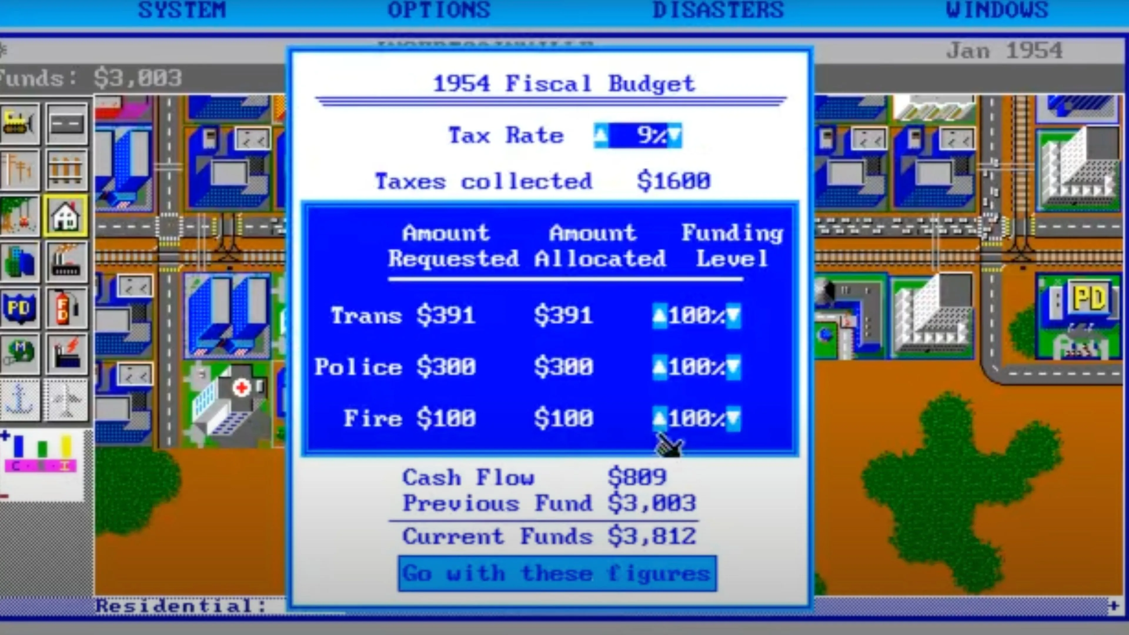 Thành phố SimCity với các khu dân cư và công nghiệp