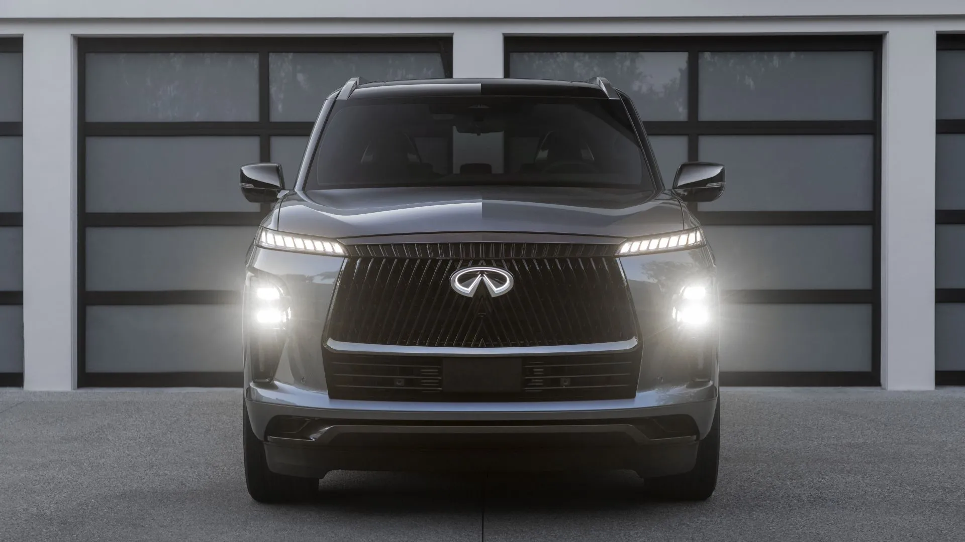 Thiết kế đầu xe Infiniti QX80 2025 mạnh mẽ, hiện đại với lưới tản nhiệt cỡ lớn