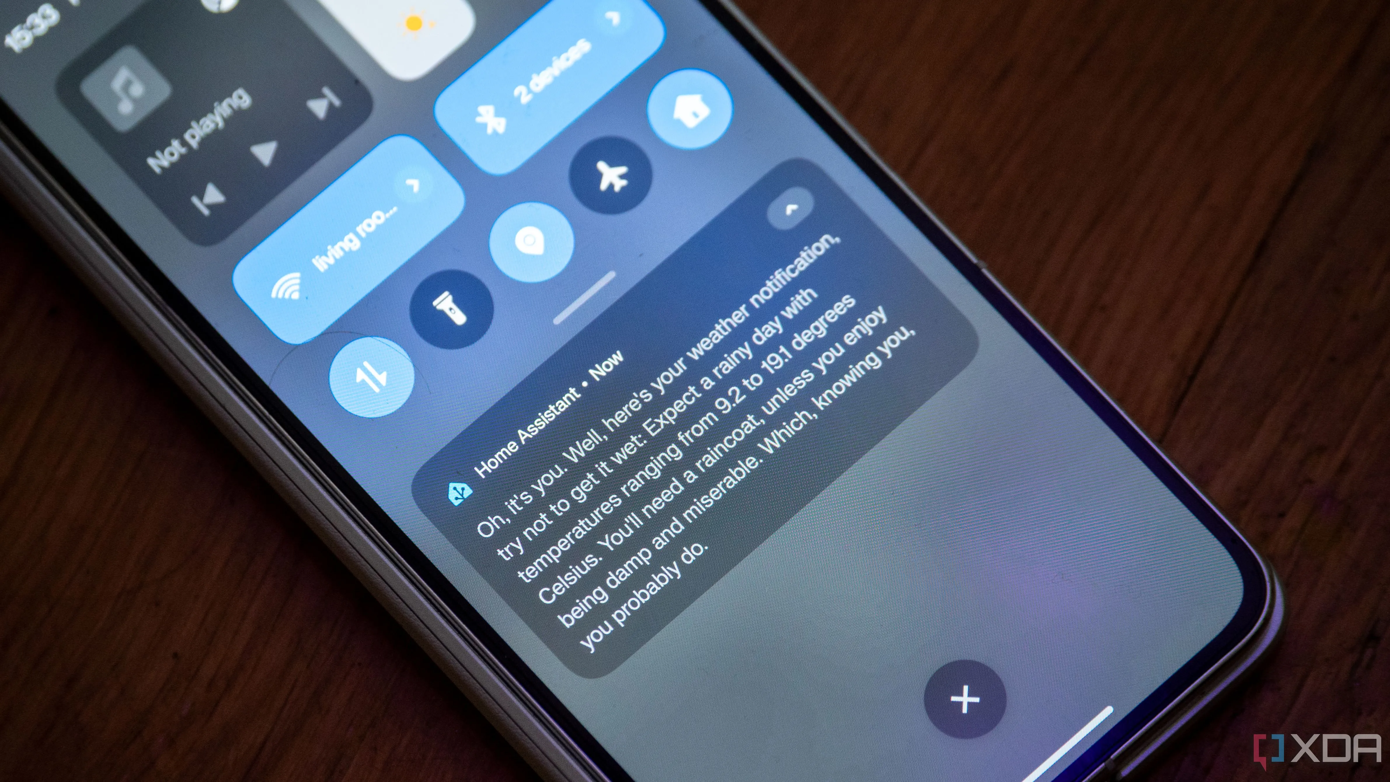 Thông báo động từ Home Assistant hiển thị báo cáo thời tiết ngắn gọn, được tạo bởi LLM